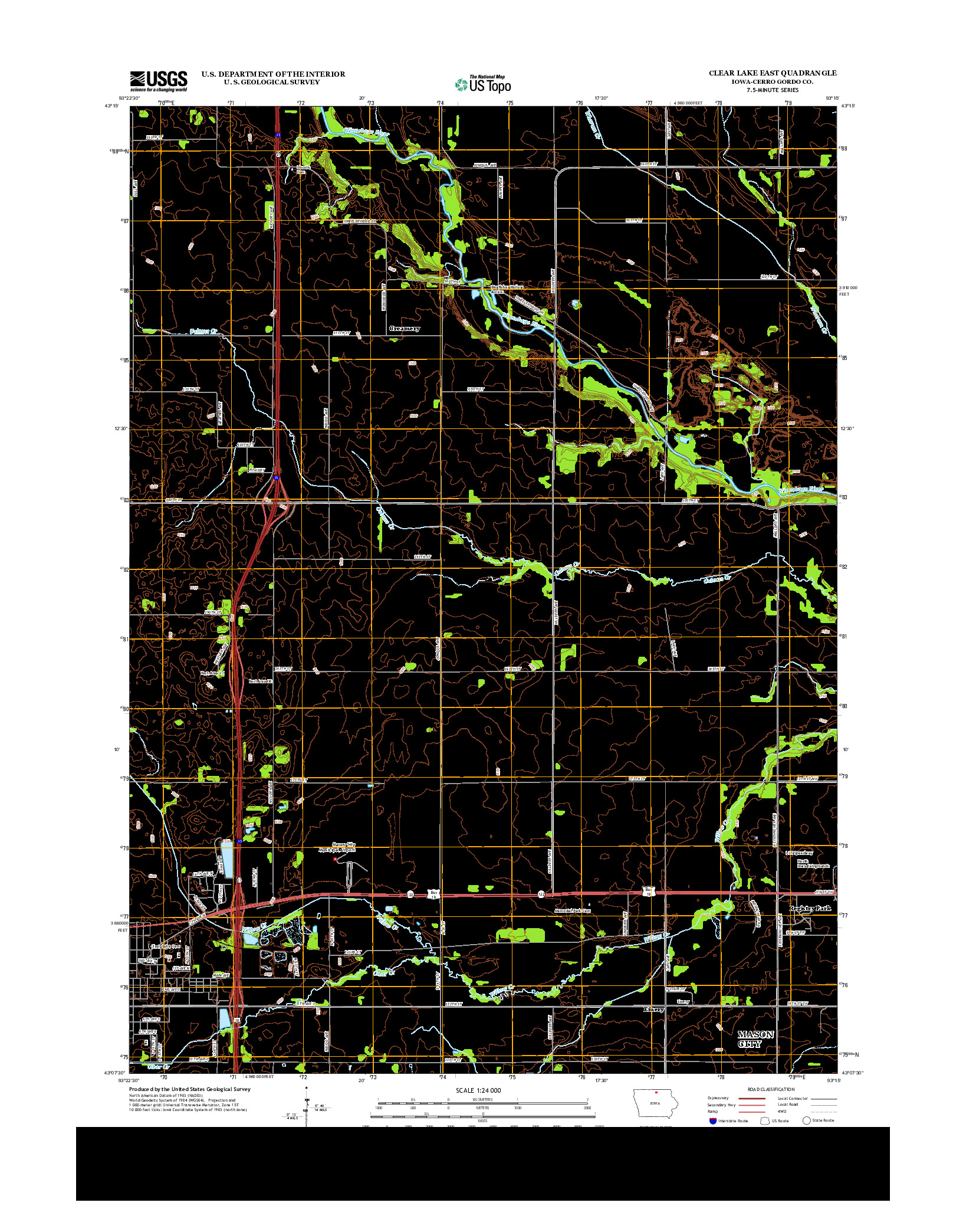USGS US TOPO 7.5-MINUTE MAP FOR CLEAR LAKE EAST, IA 2013