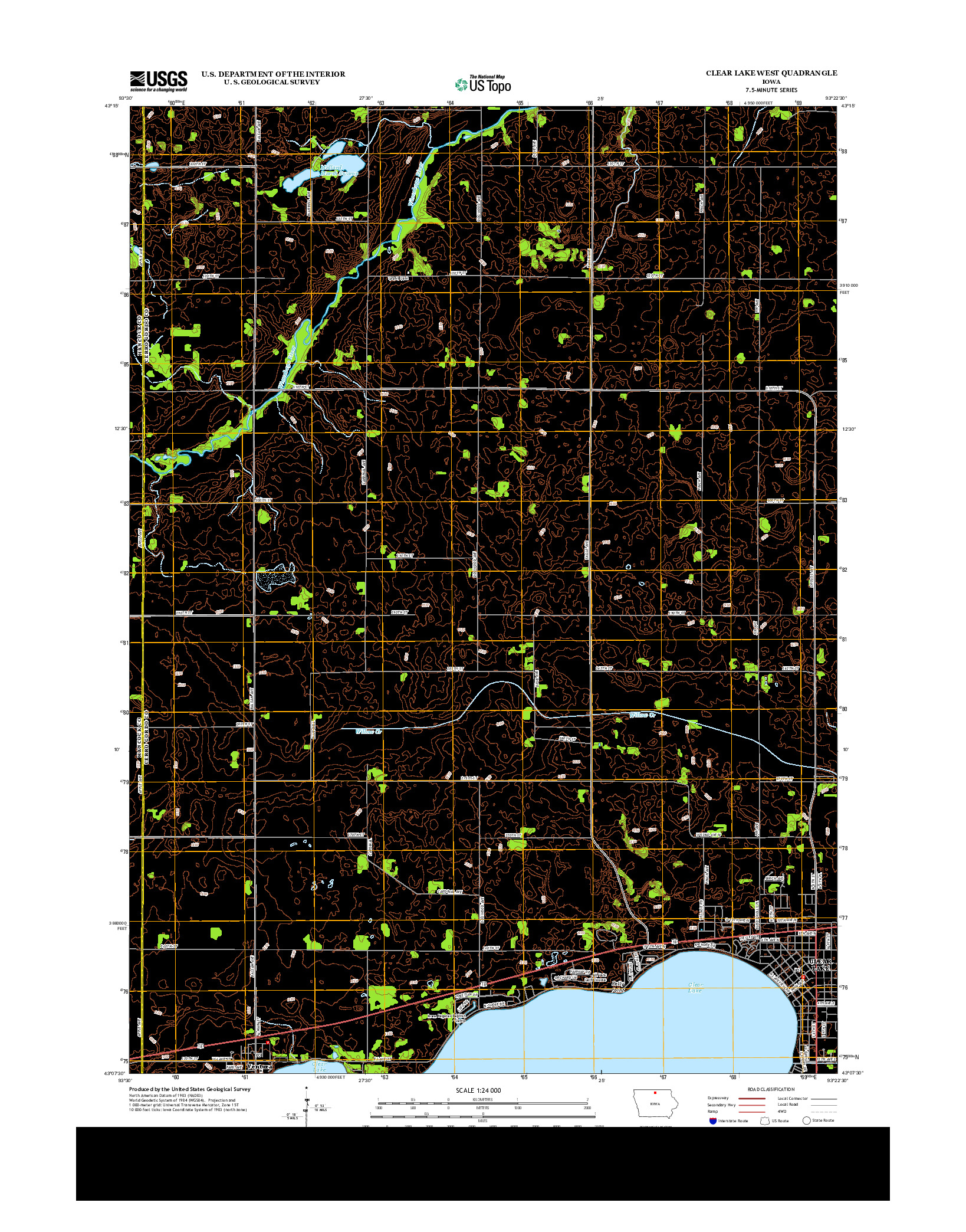 USGS US TOPO 7.5-MINUTE MAP FOR CLEAR LAKE WEST, IA 2013