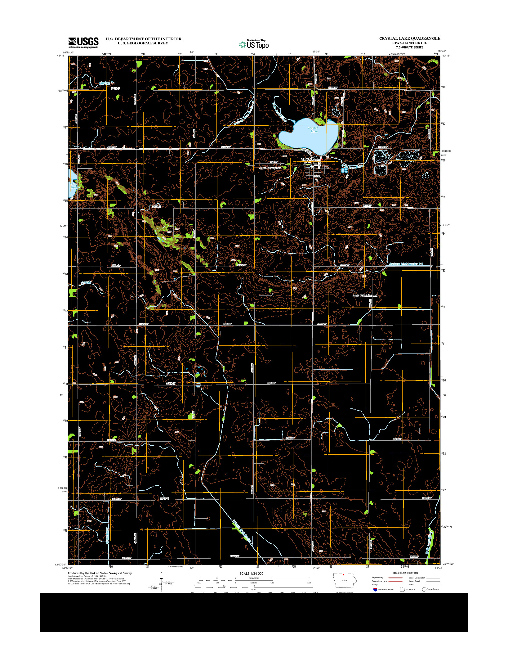 USGS US TOPO 7.5-MINUTE MAP FOR CRYSTAL LAKE, IA 2013