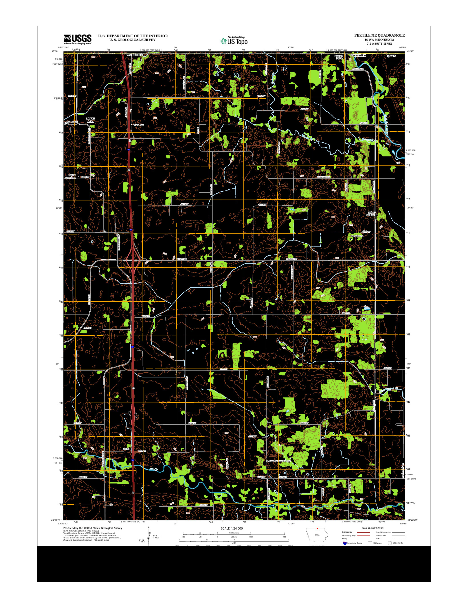 USGS US TOPO 7.5-MINUTE MAP FOR FERTILE NE, IA-MN 2013