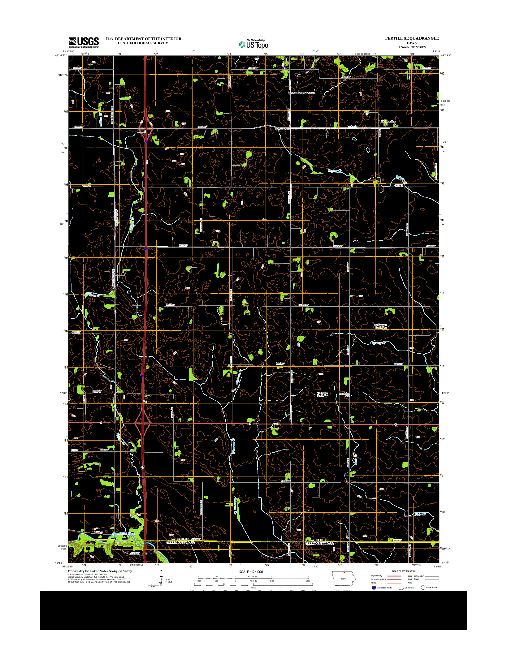 USGS US TOPO 7.5-MINUTE MAP FOR FERTILE SE, IA 2013