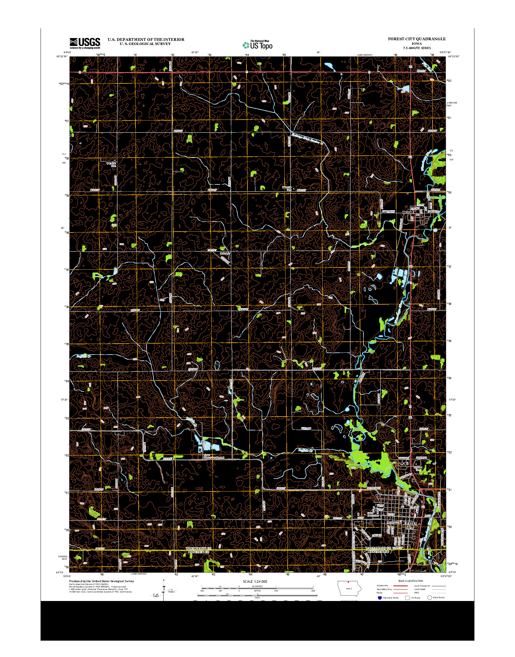 USGS US TOPO 7.5-MINUTE MAP FOR FOREST CITY, IA 2013