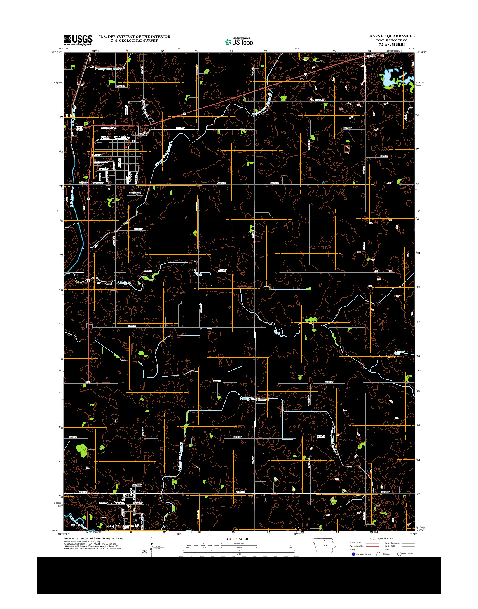 USGS US TOPO 7.5-MINUTE MAP FOR GARNER, IA 2013