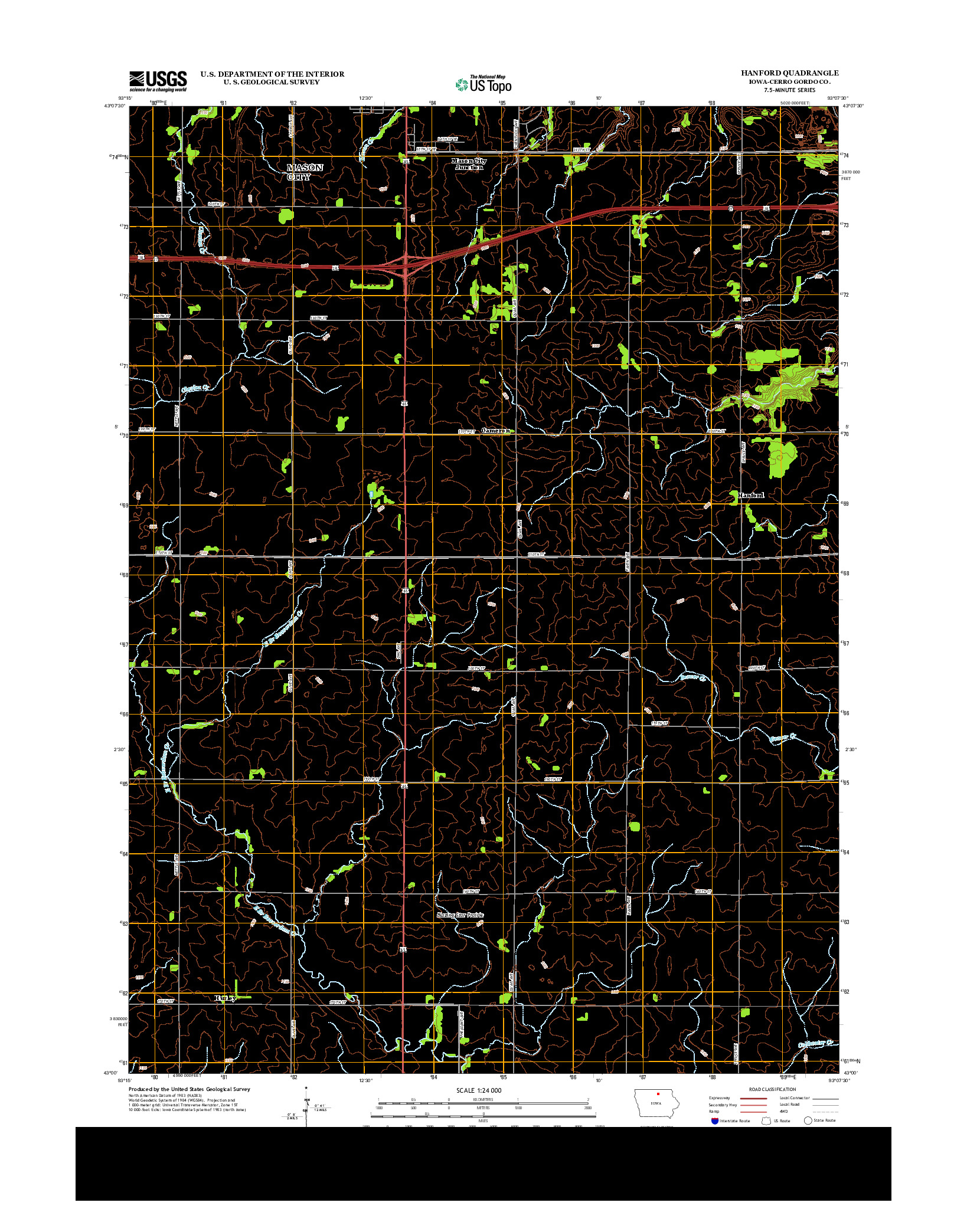 USGS US TOPO 7.5-MINUTE MAP FOR HANFORD, IA 2013