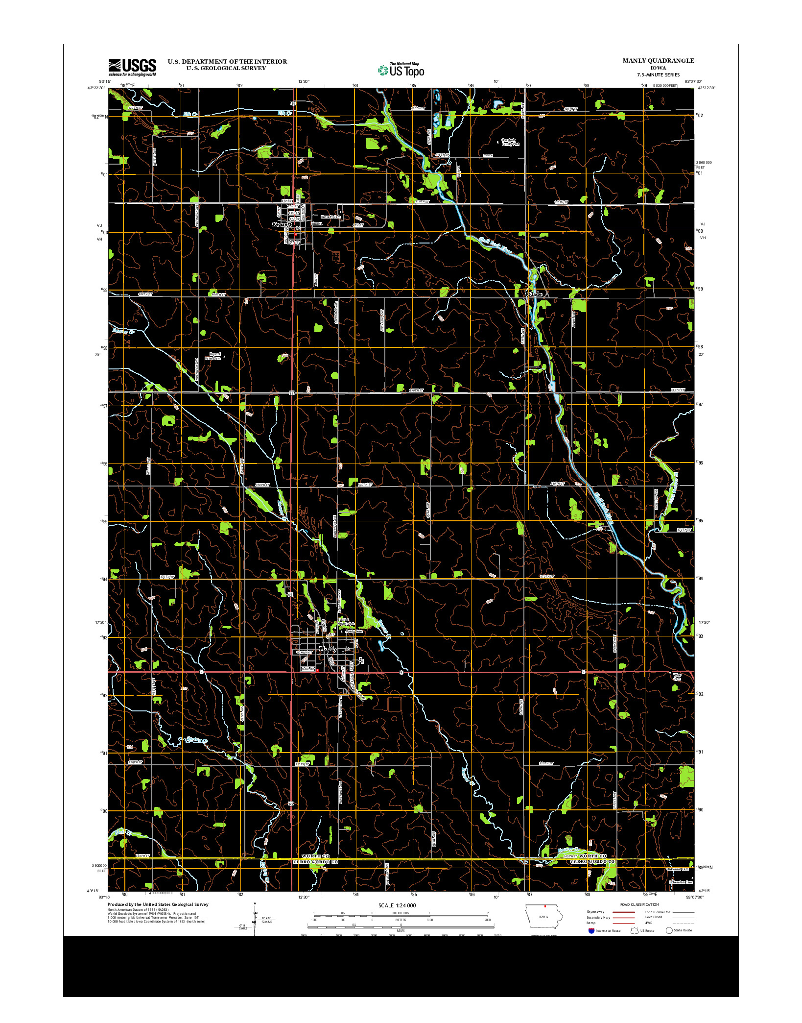USGS US TOPO 7.5-MINUTE MAP FOR MANLY, IA 2013