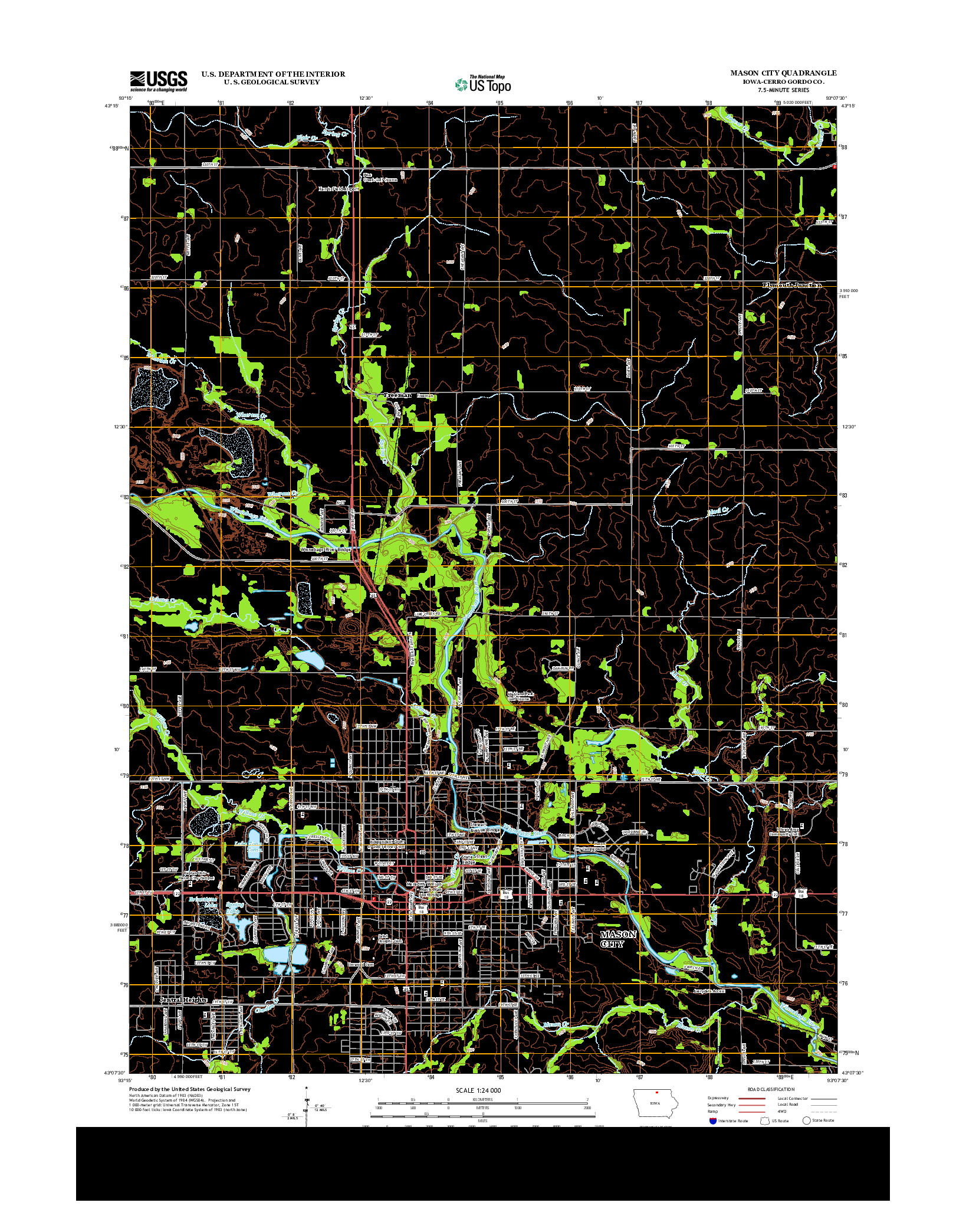 USGS US TOPO 7.5-MINUTE MAP FOR MASON CITY, IA 2013