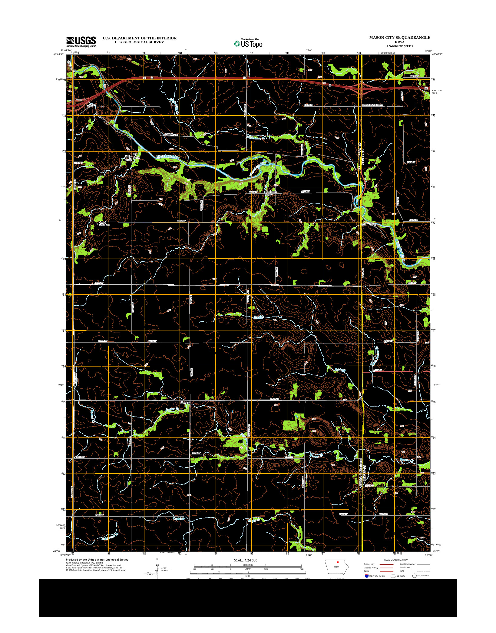 USGS US TOPO 7.5-MINUTE MAP FOR MASON CITY SE, IA 2013