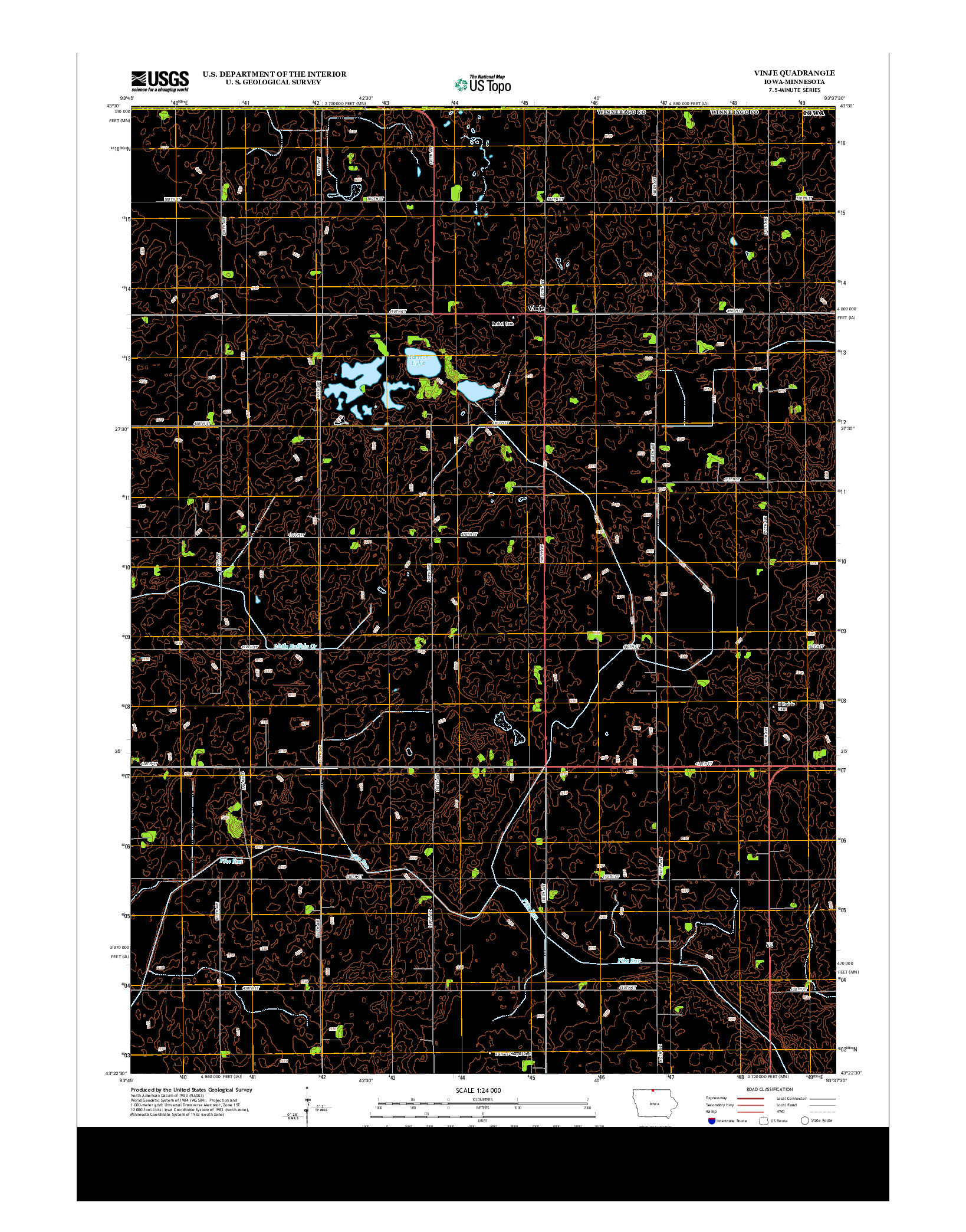 USGS US TOPO 7.5-MINUTE MAP FOR VINJE, IA-MN 2013