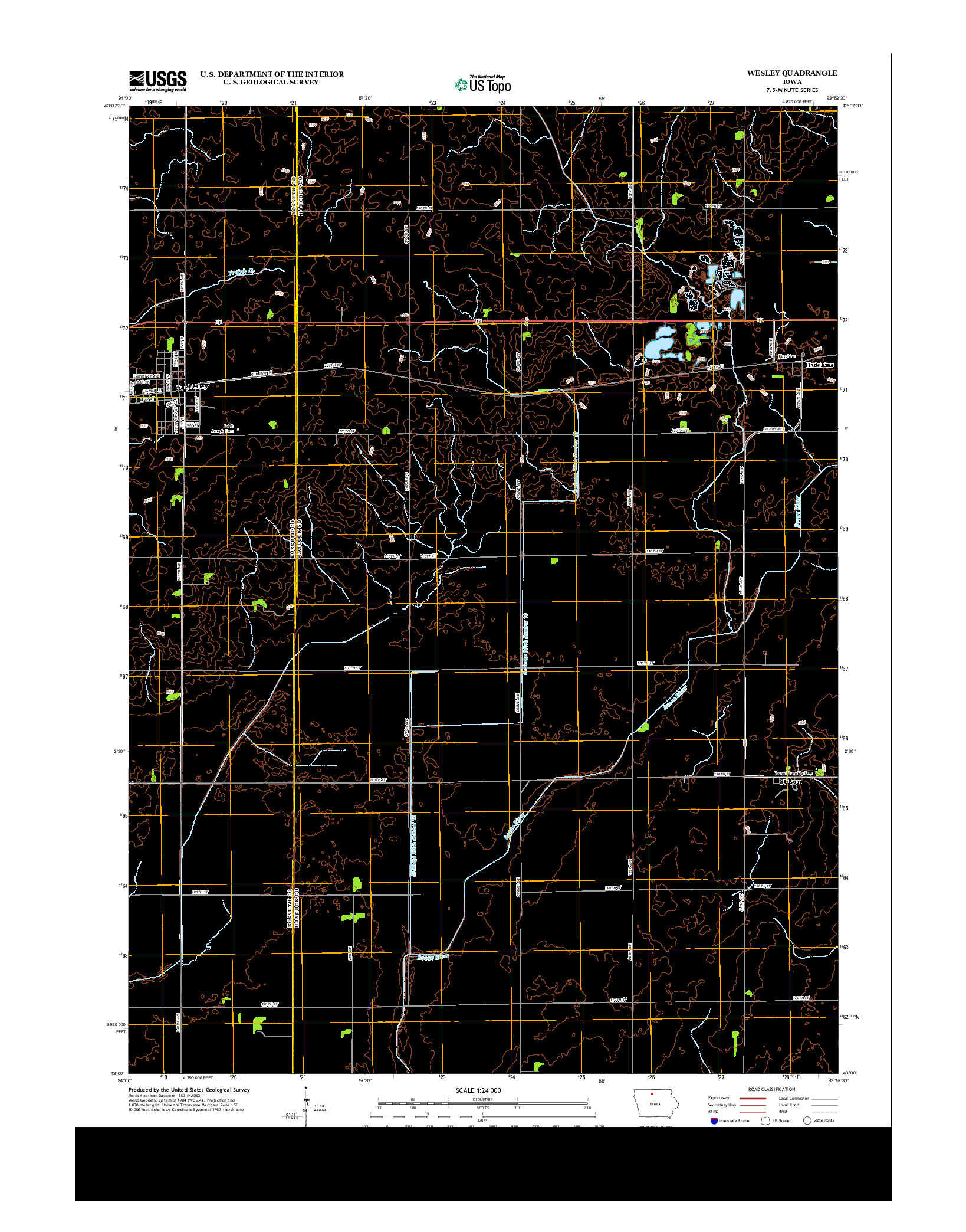 USGS US TOPO 7.5-MINUTE MAP FOR WESLEY, IA 2013