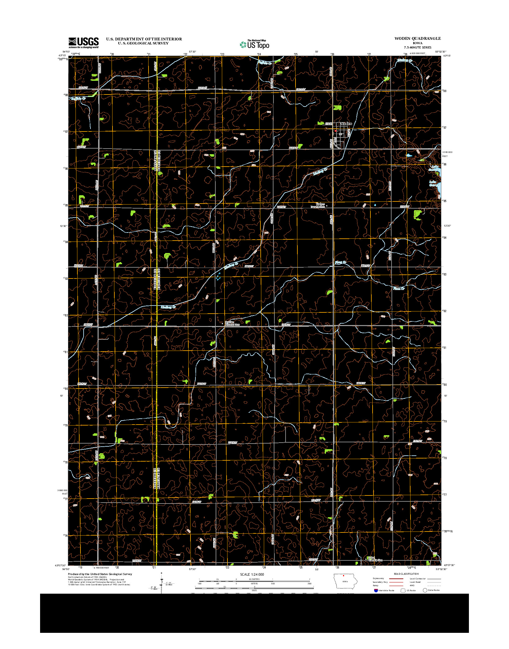 USGS US TOPO 7.5-MINUTE MAP FOR WODEN, IA 2013