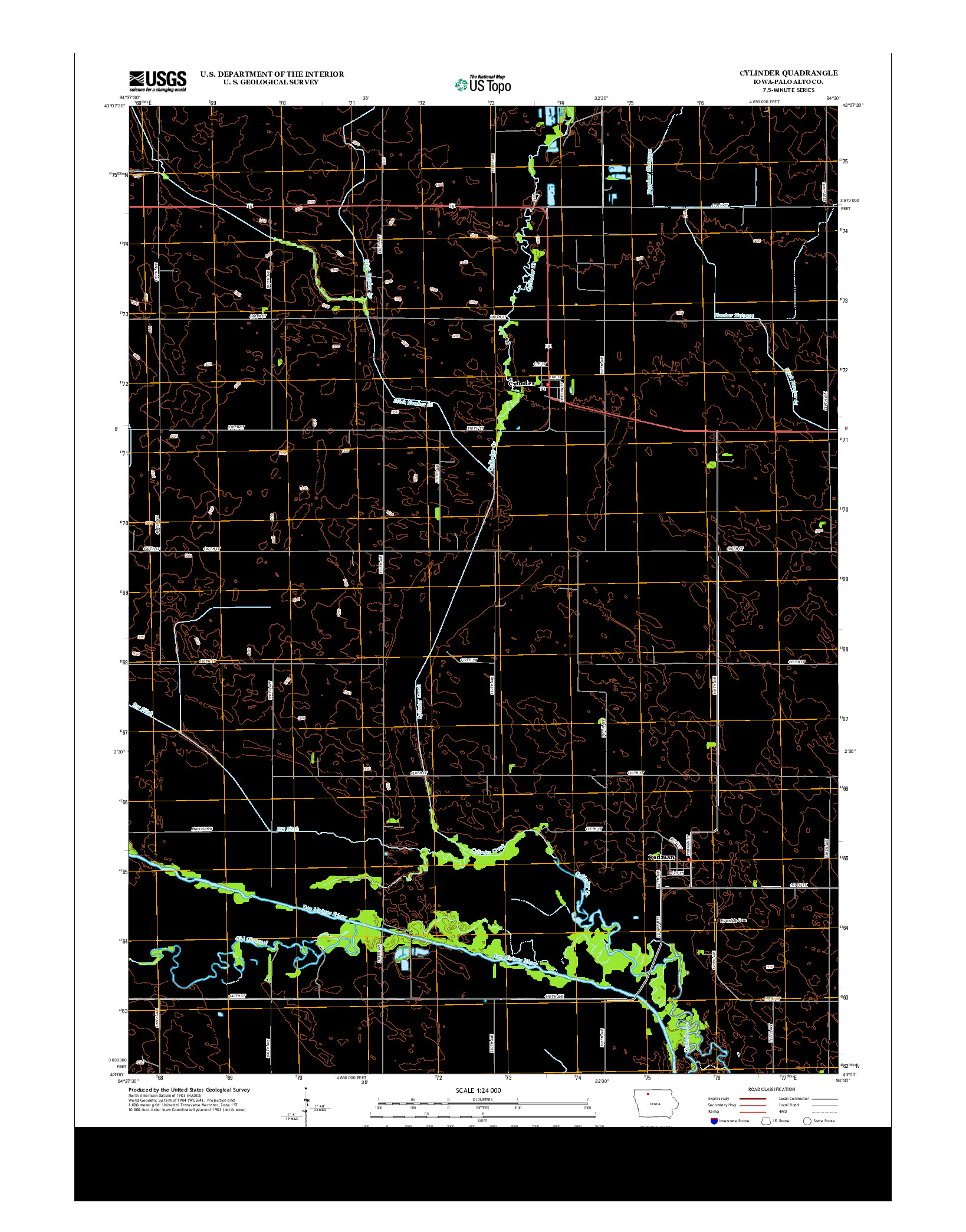 USGS US TOPO 7.5-MINUTE MAP FOR CYLINDER, IA 2013