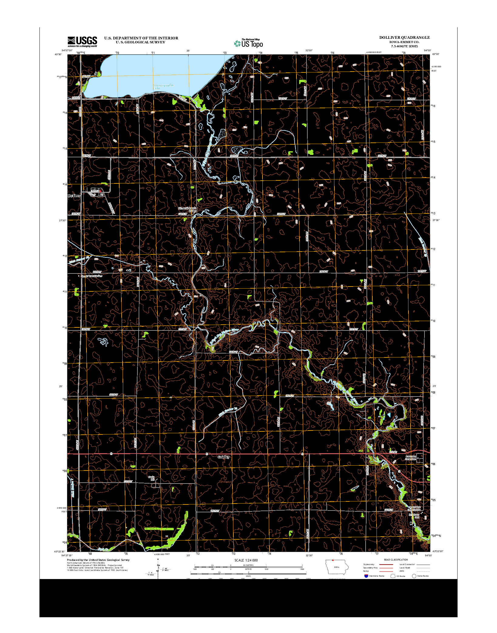 USGS US TOPO 7.5-MINUTE MAP FOR DOLLIVER, IA 2013