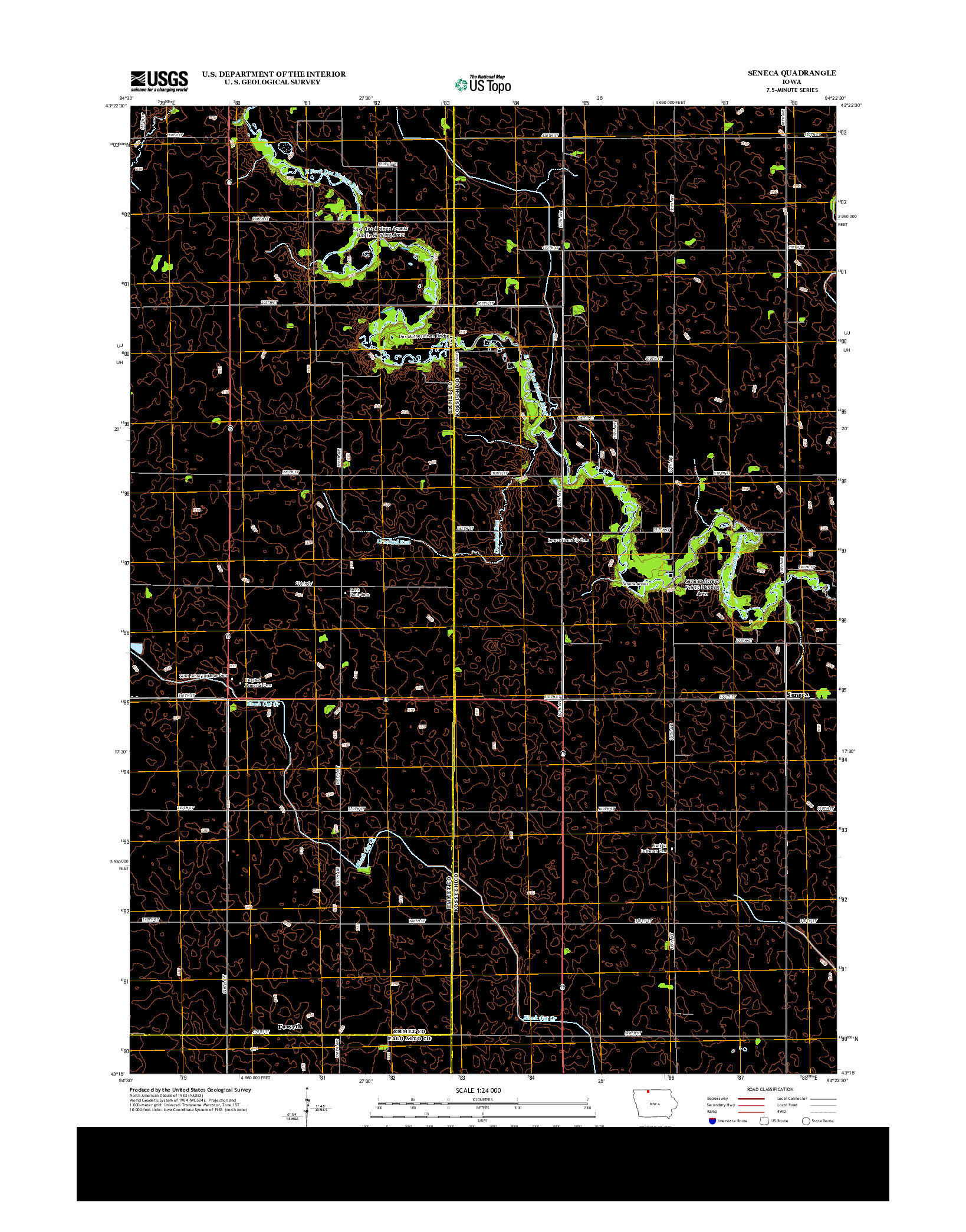 USGS US TOPO 7.5-MINUTE MAP FOR SENECA, IA 2013