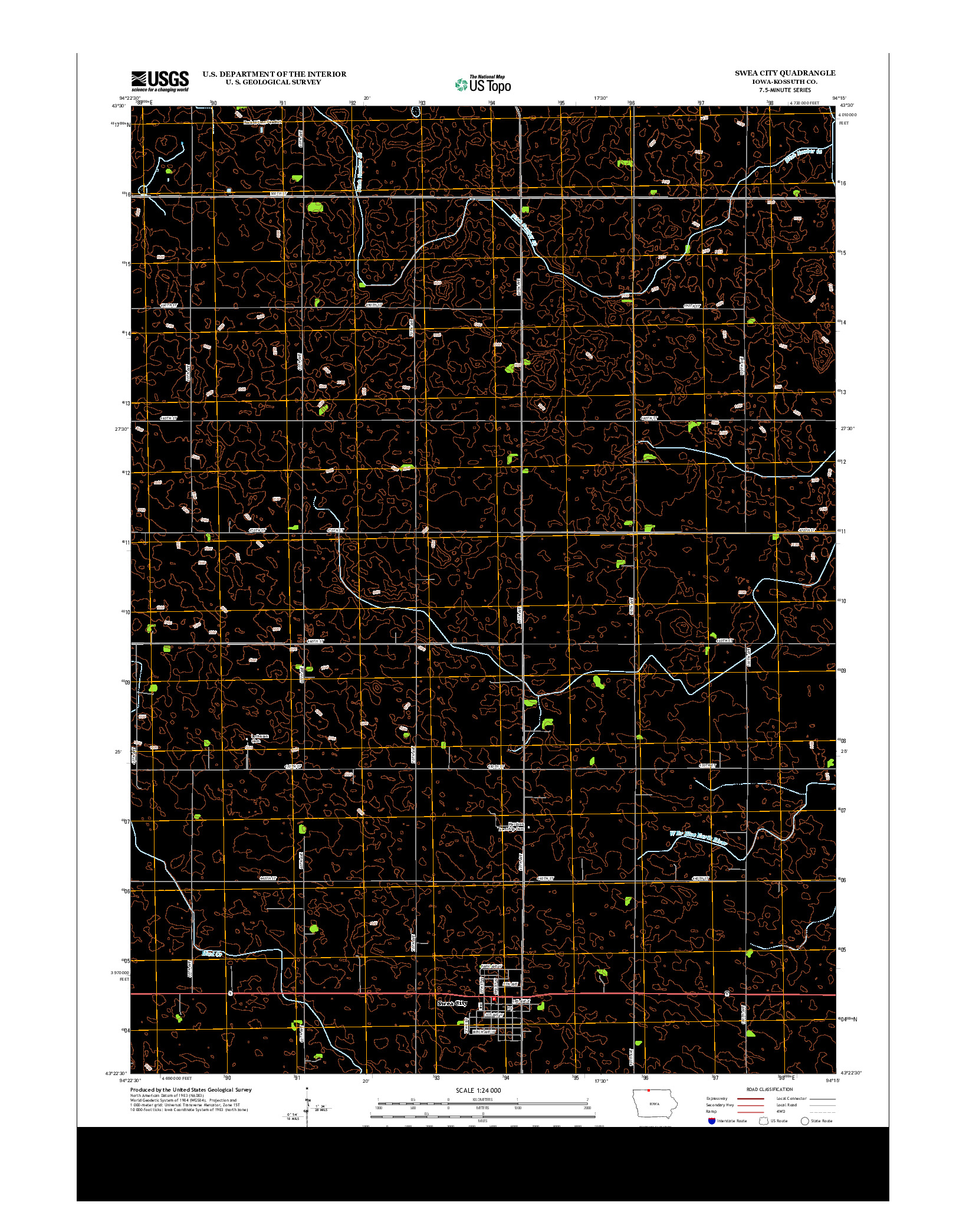 USGS US TOPO 7.5-MINUTE MAP FOR SWEA CITY, IA 2013