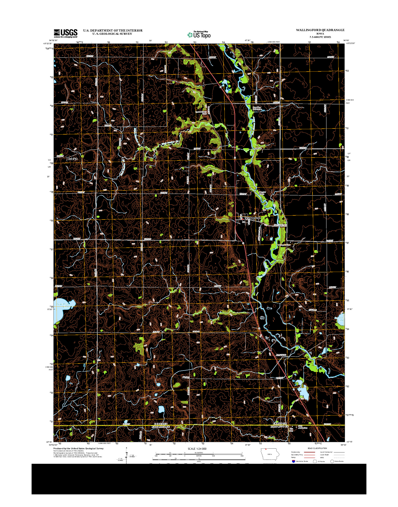 USGS US TOPO 7.5-MINUTE MAP FOR WALLINGFORD, IA 2013