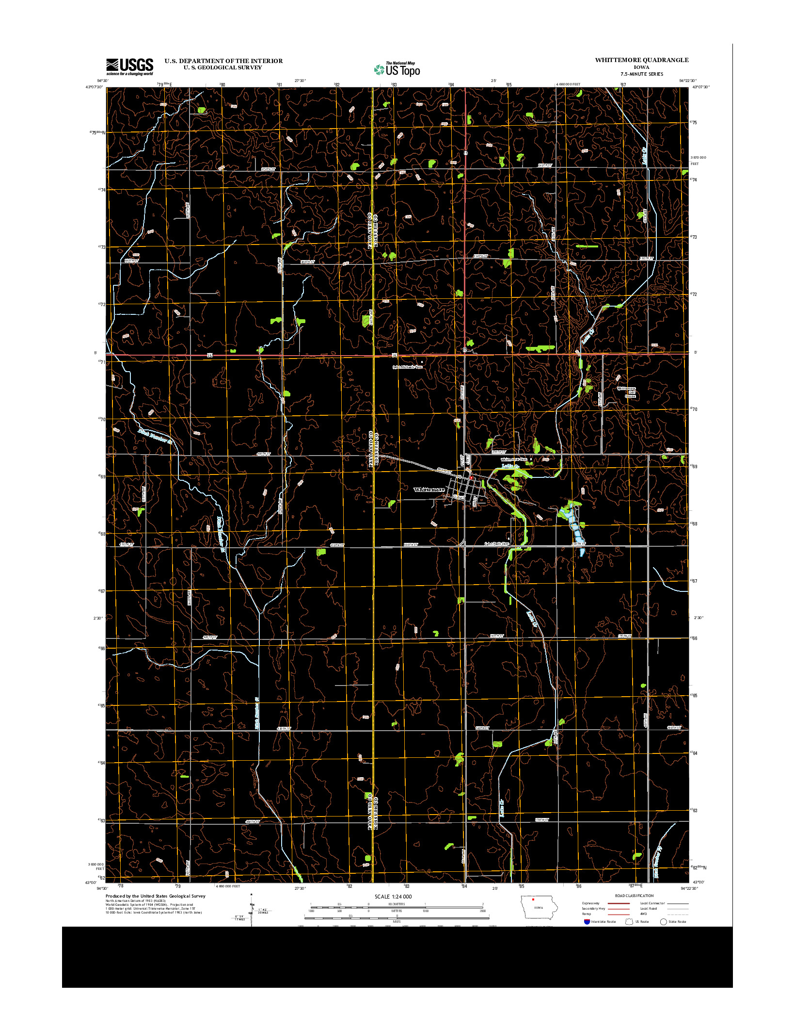 USGS US TOPO 7.5-MINUTE MAP FOR WHITTEMORE, IA 2013