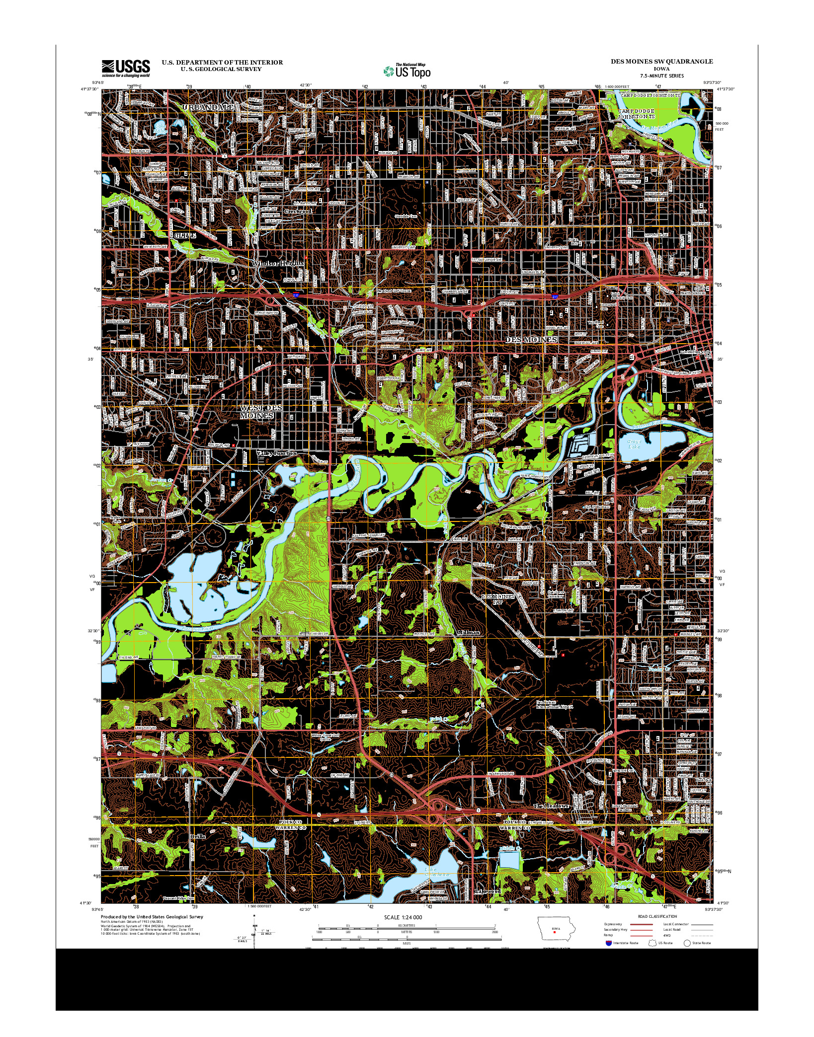 USGS US TOPO 7.5-MINUTE MAP FOR DES MOINES SW, IA 2013