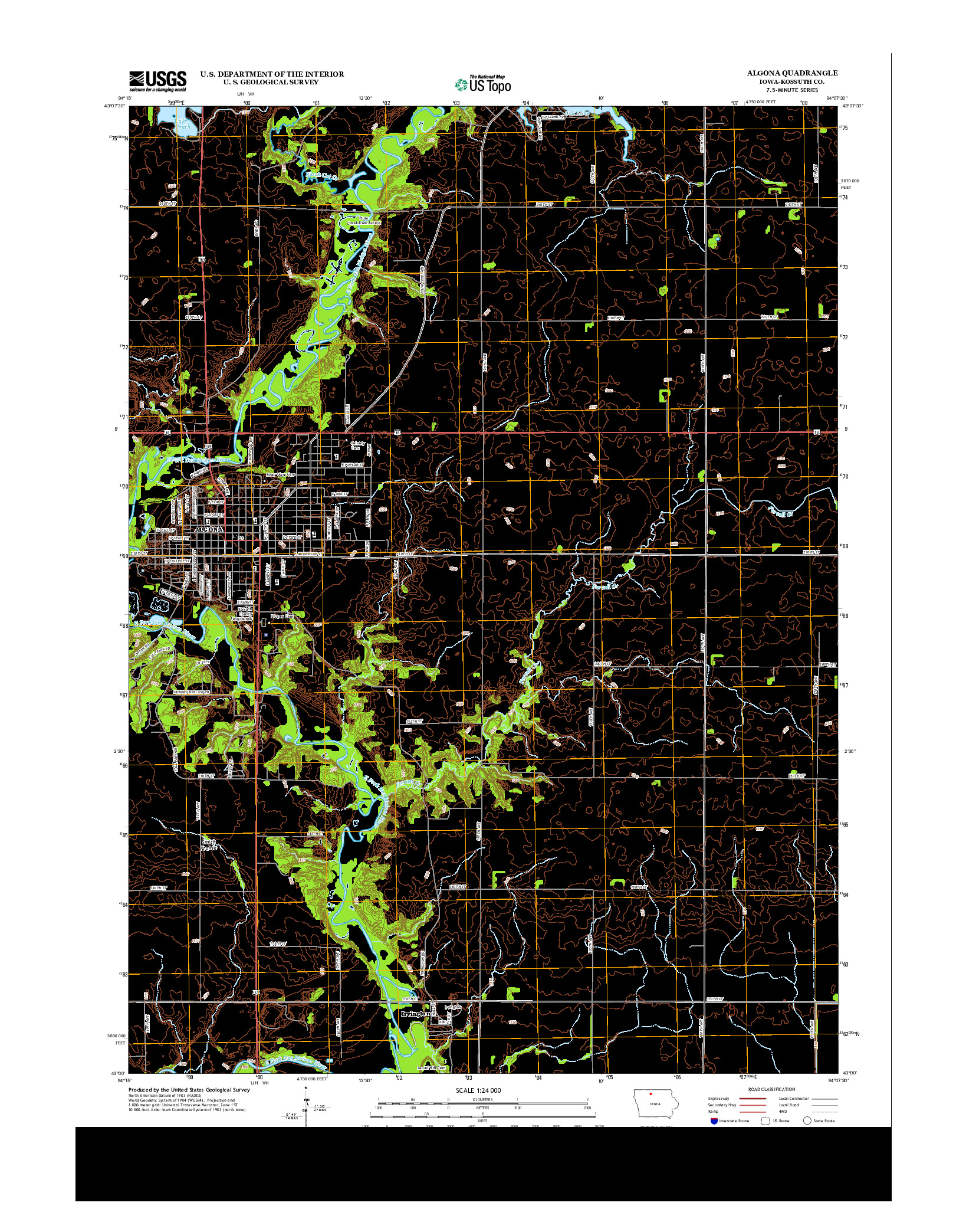 USGS US TOPO 7.5-MINUTE MAP FOR ALGONA, IA 2013