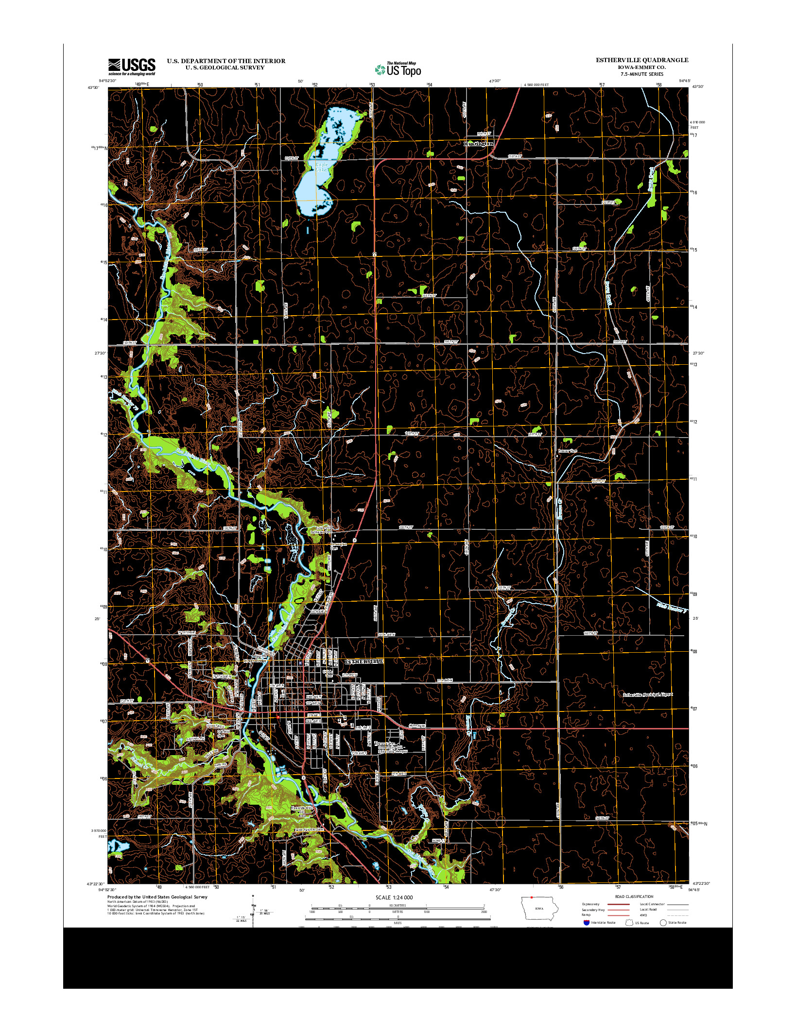 USGS US TOPO 7.5-MINUTE MAP FOR ESTHERVILLE, IA 2013