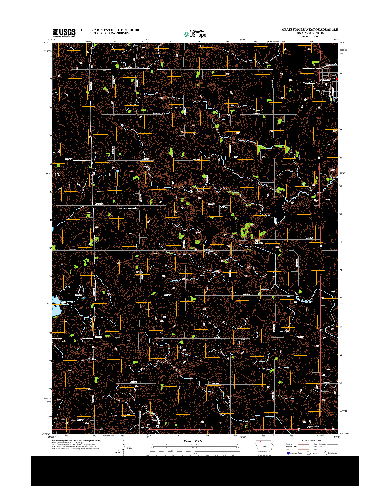 USGS US TOPO 7.5-MINUTE MAP FOR GRAETTINGER WEST, IA 2013