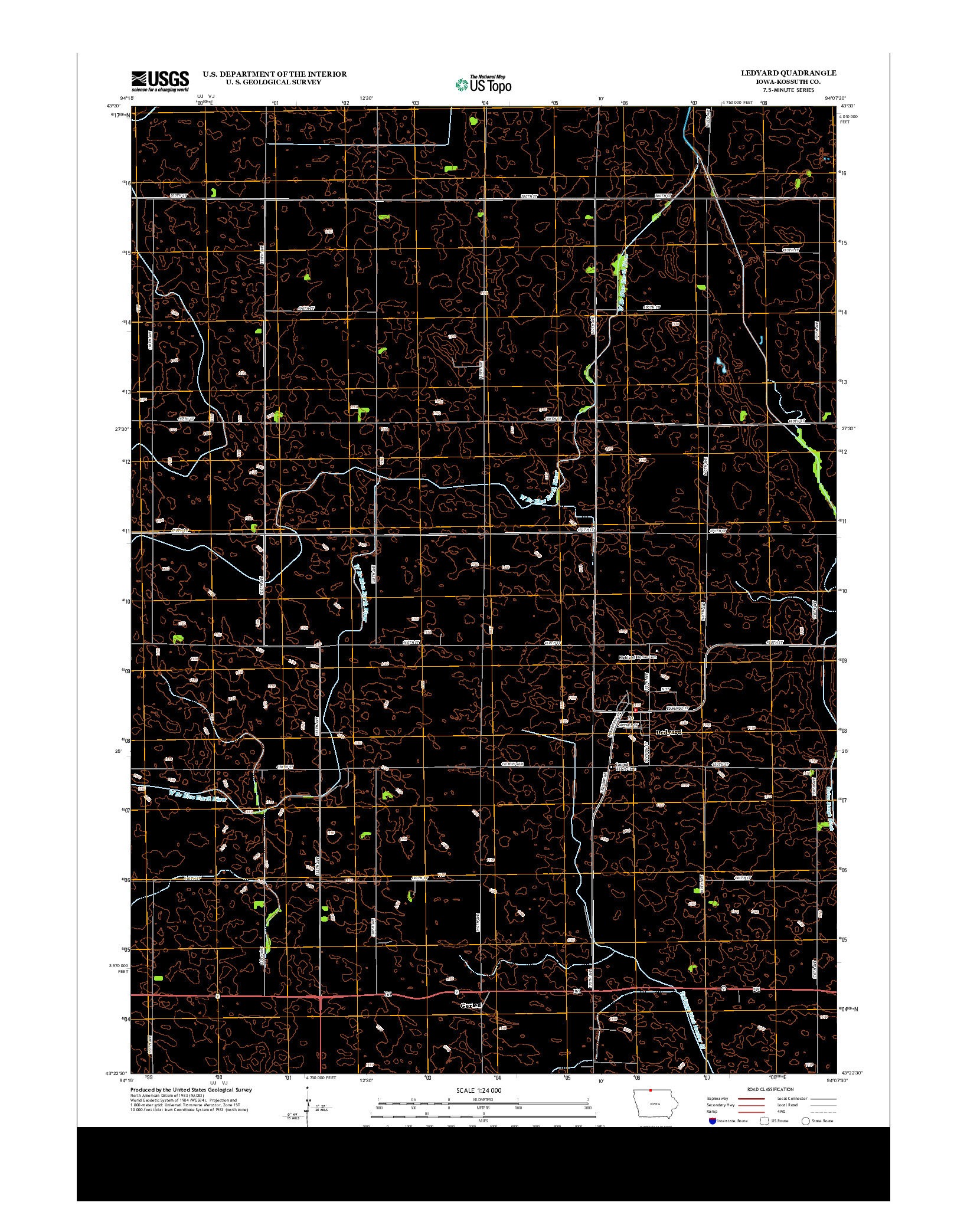 USGS US TOPO 7.5-MINUTE MAP FOR LEDYARD, IA 2013