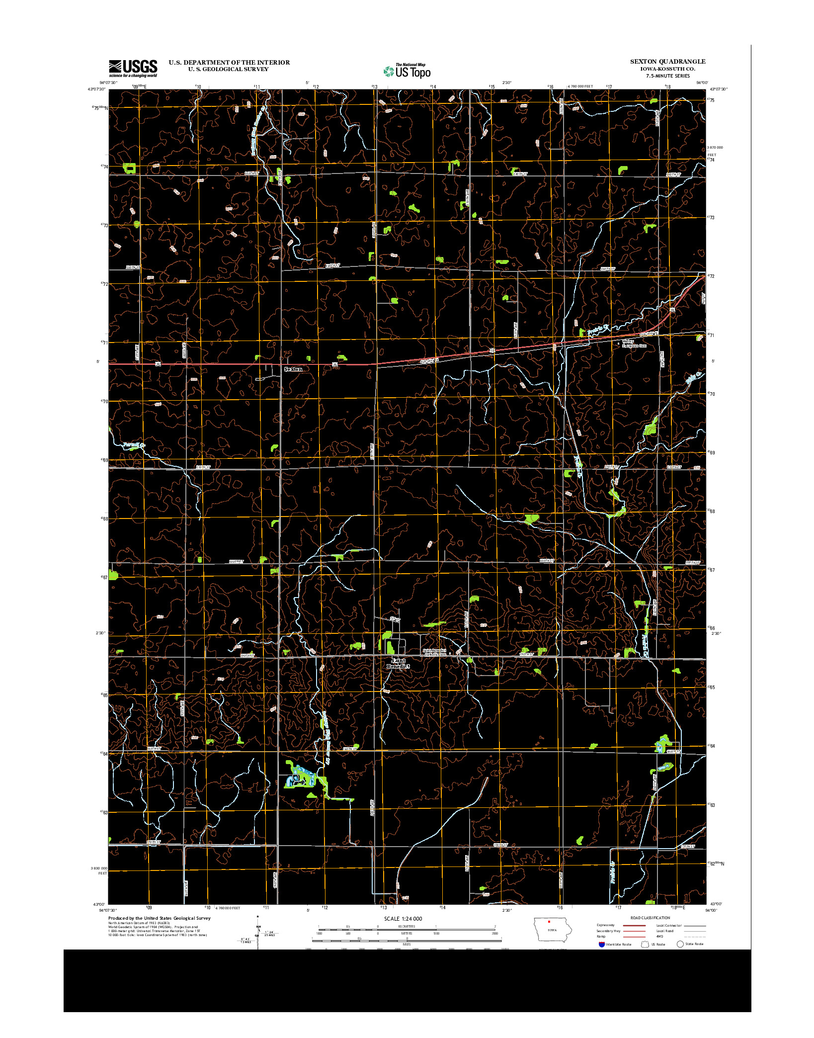 USGS US TOPO 7.5-MINUTE MAP FOR SEXTON, IA 2013
