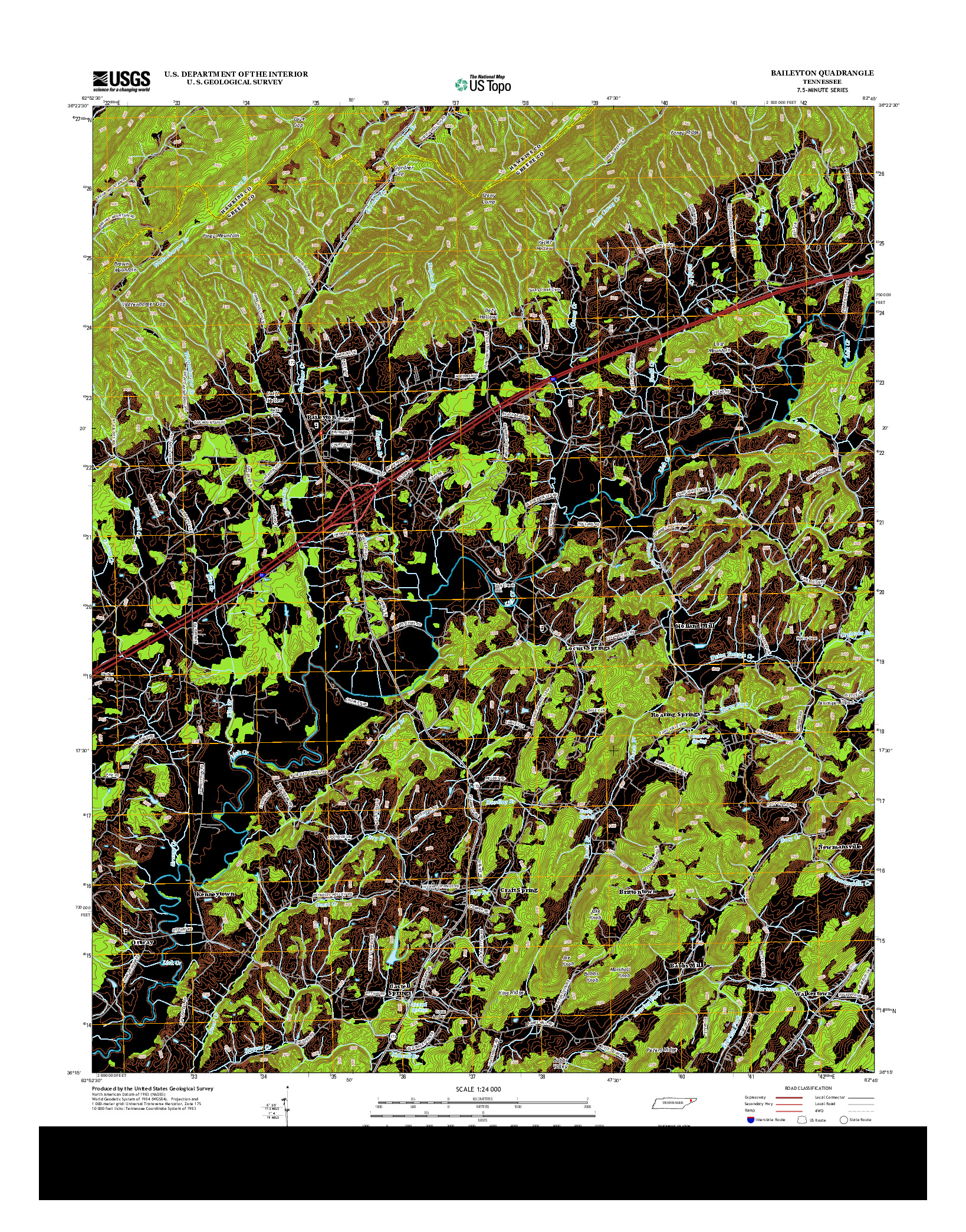 USGS US TOPO 7.5-MINUTE MAP FOR BAILEYTON, TN 2013