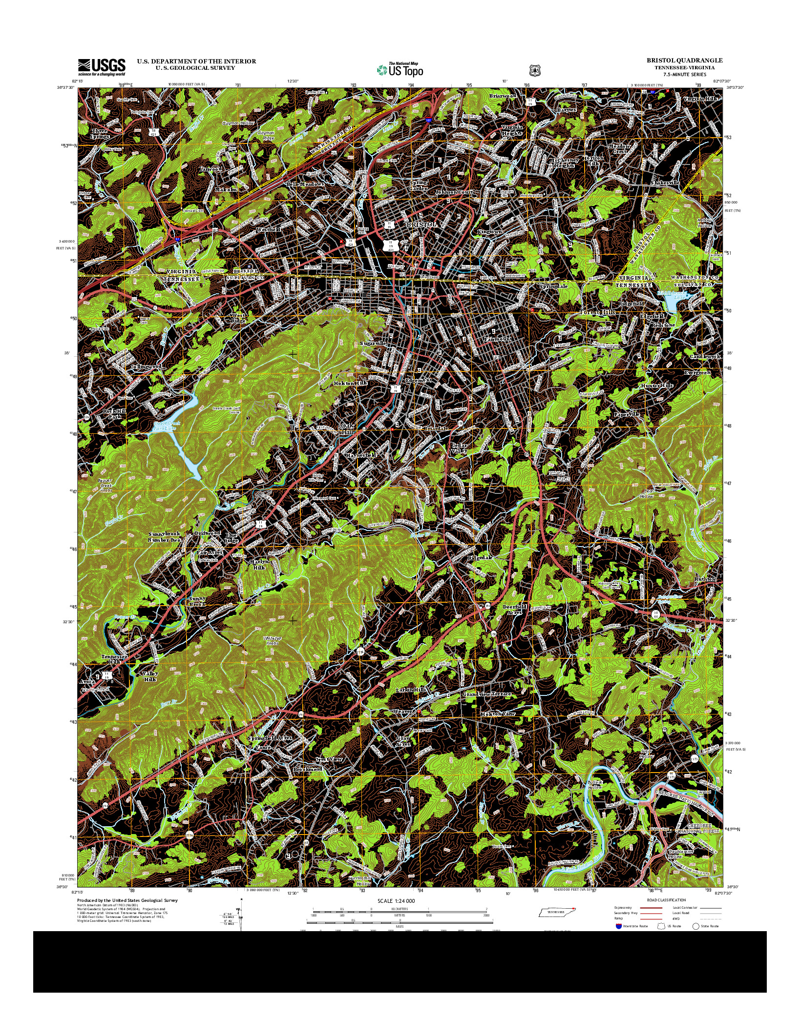 USGS US TOPO 7.5-MINUTE MAP FOR BRISTOL, TN-VA 2013