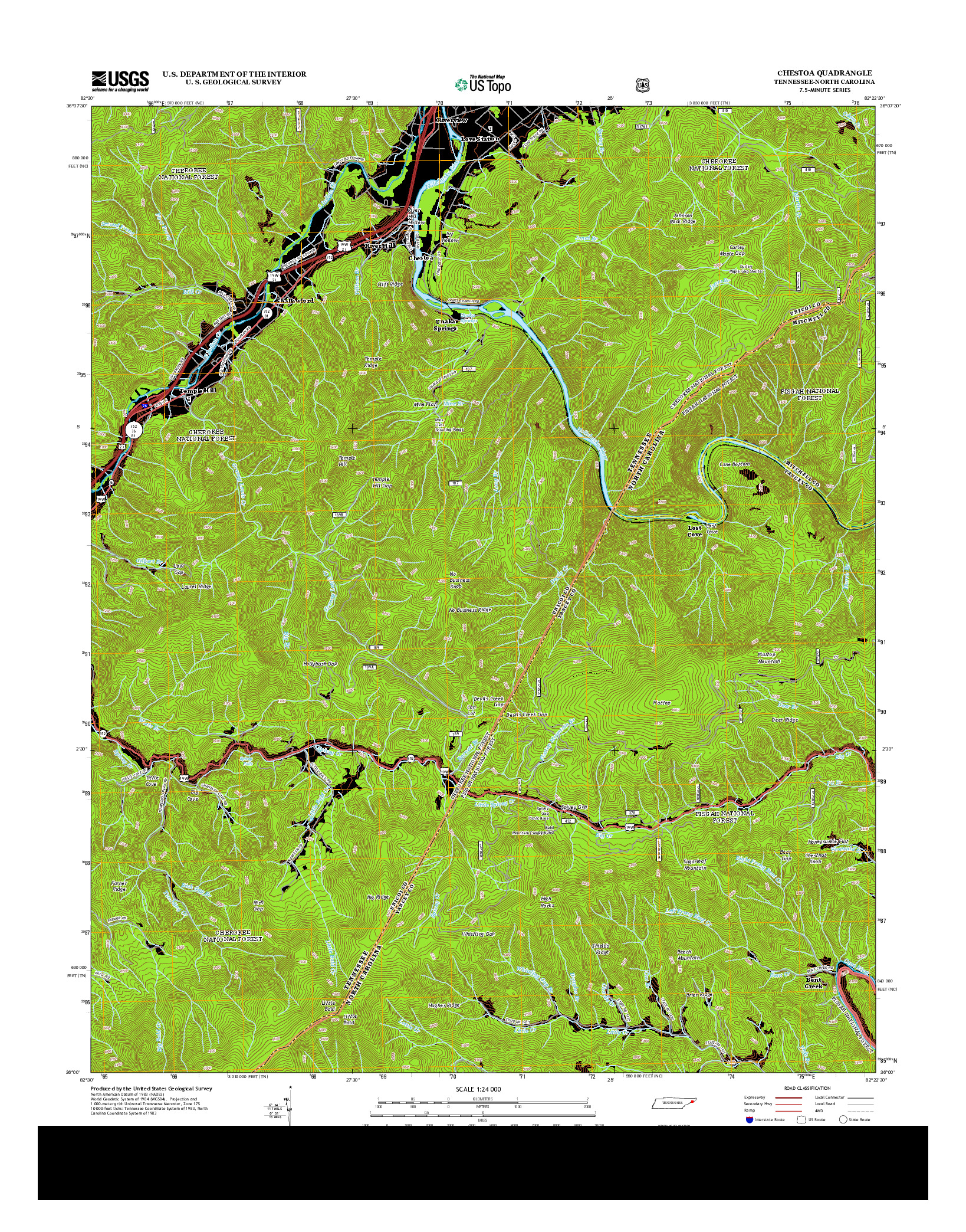 USGS US TOPO 7.5-MINUTE MAP FOR CHESTOA, TN-NC 2013