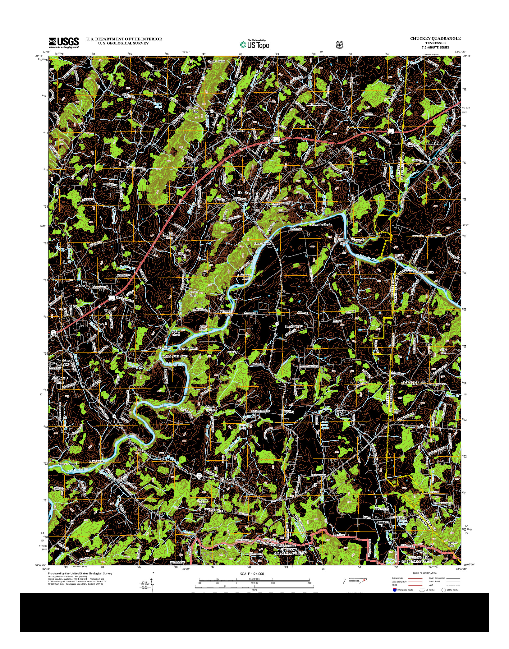 USGS US TOPO 7.5-MINUTE MAP FOR CHUCKEY, TN 2013