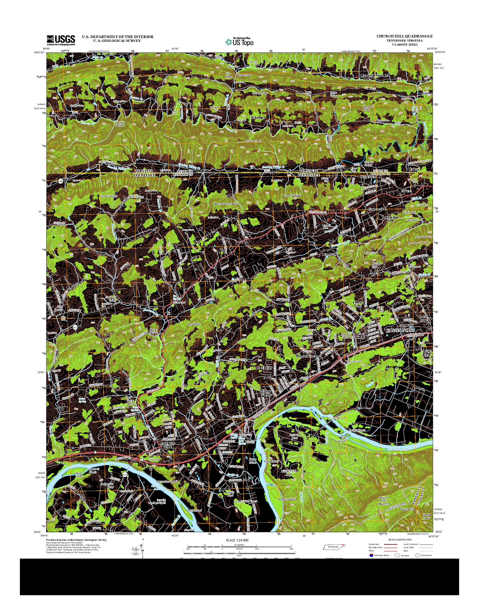 USGS US TOPO 7.5-MINUTE MAP FOR CHURCH HILL, TN-VA 2013