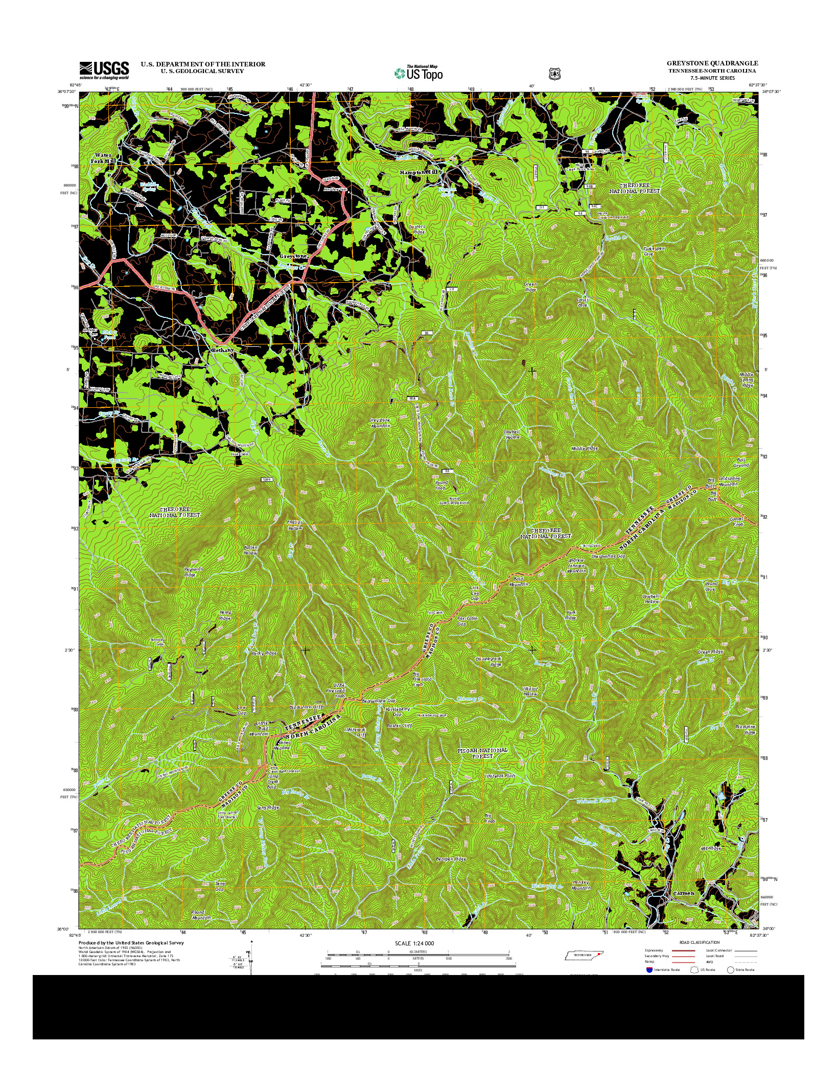 USGS US TOPO 7.5-MINUTE MAP FOR GREYSTONE, TN-NC 2013