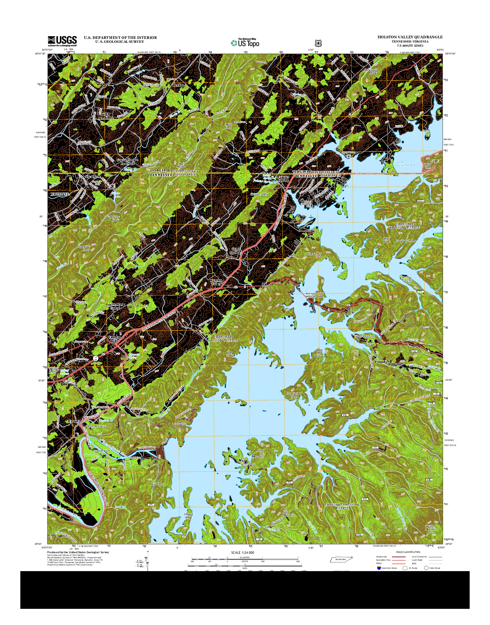 USGS US TOPO 7.5-MINUTE MAP FOR HOLSTON VALLEY, TN-VA 2013