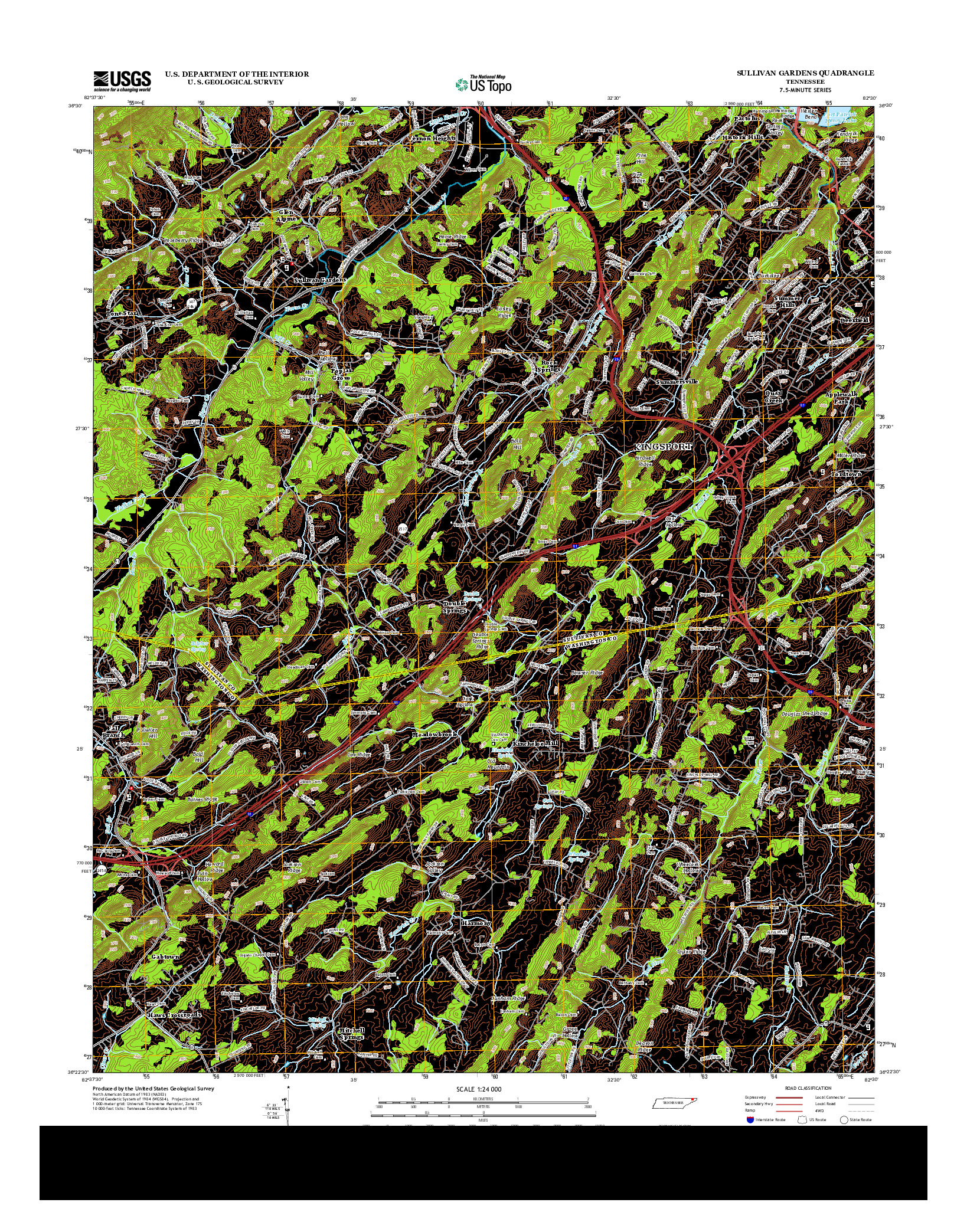 USGS US TOPO 7.5-MINUTE MAP FOR SULLIVAN GARDENS, TN 2013