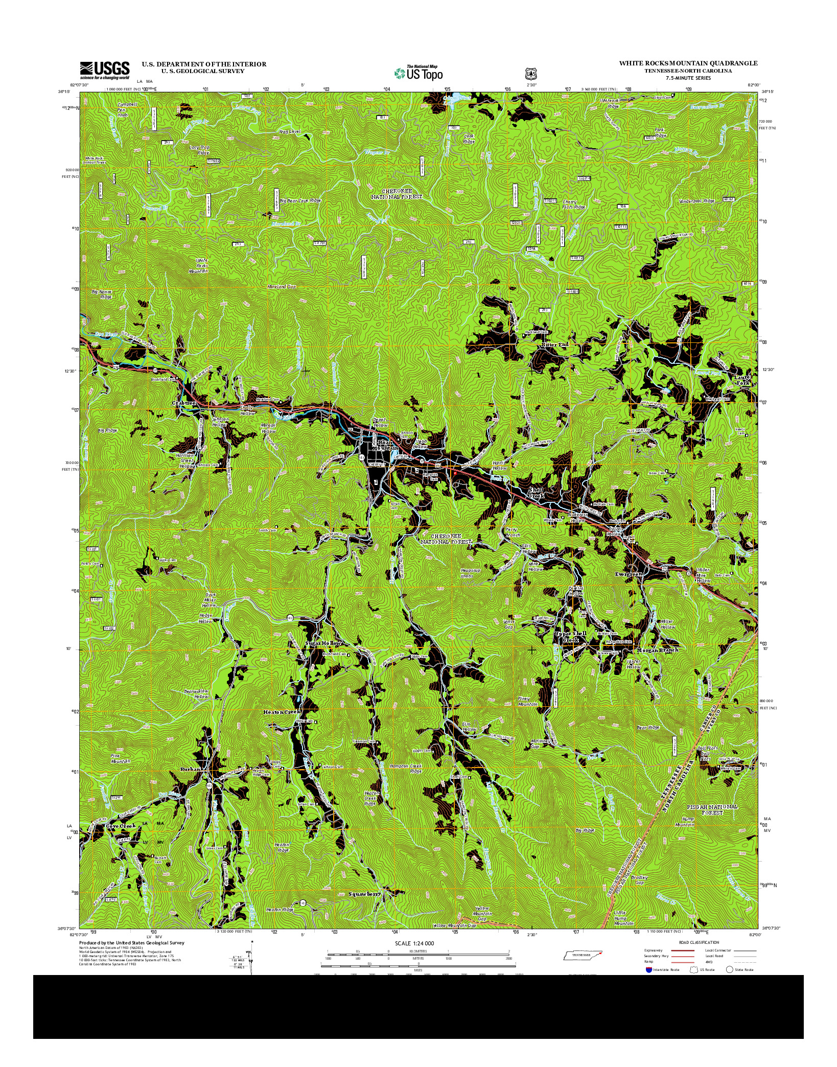 USGS US TOPO 7.5-MINUTE MAP FOR WHITE ROCKS MOUNTAIN, TN-NC 2013