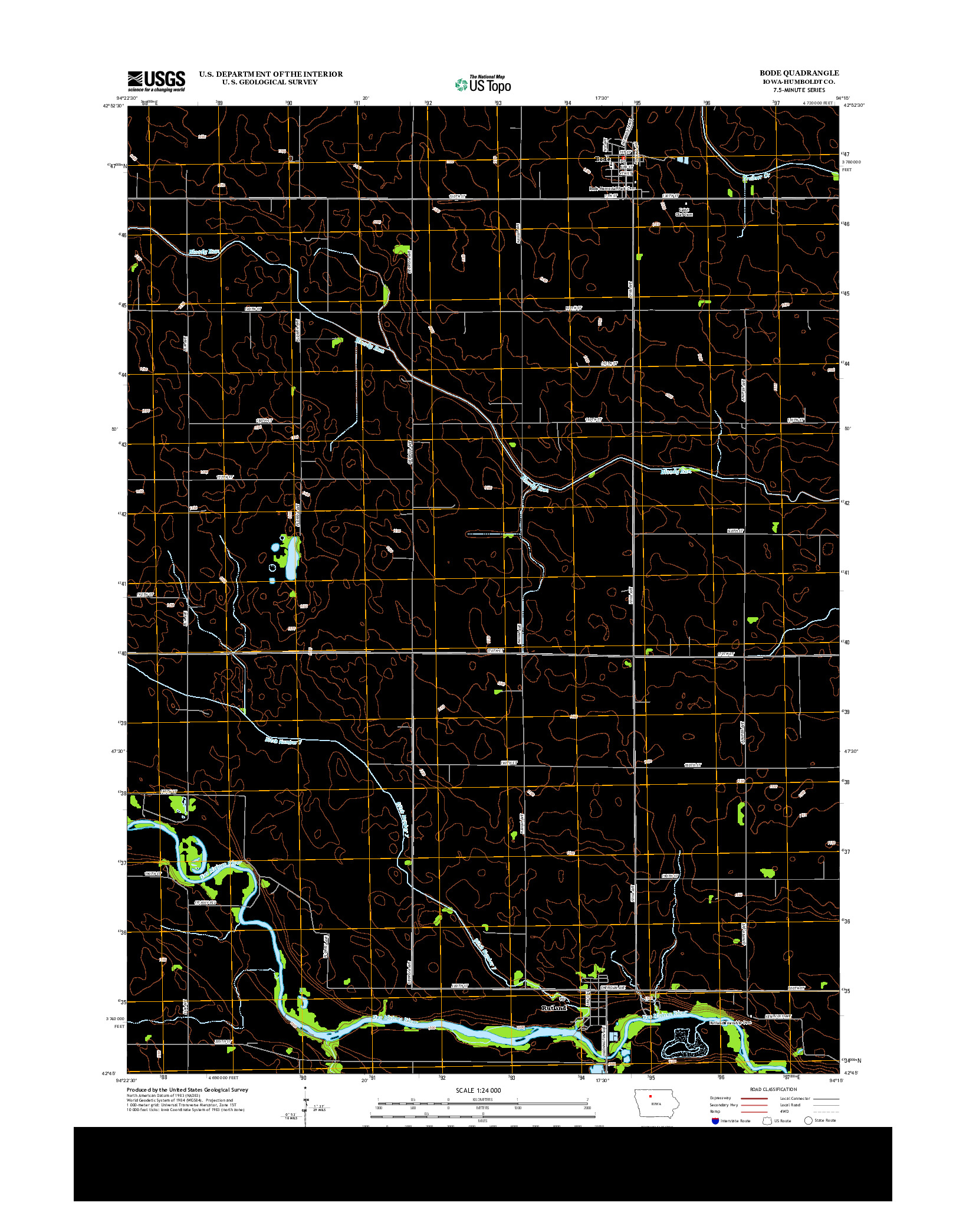 USGS US TOPO 7.5-MINUTE MAP FOR BODE, IA 2013