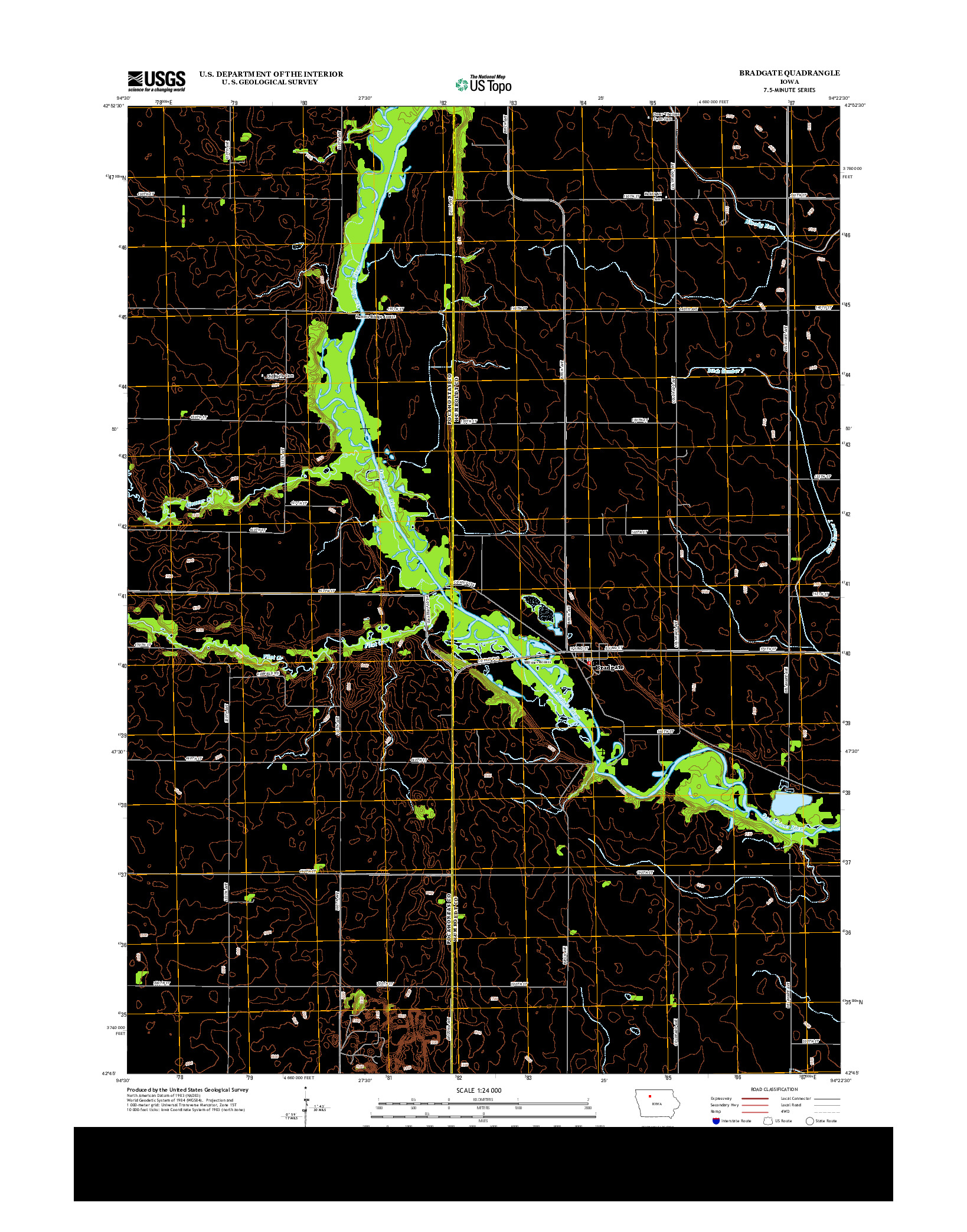 USGS US TOPO 7.5-MINUTE MAP FOR BRADGATE, IA 2013
