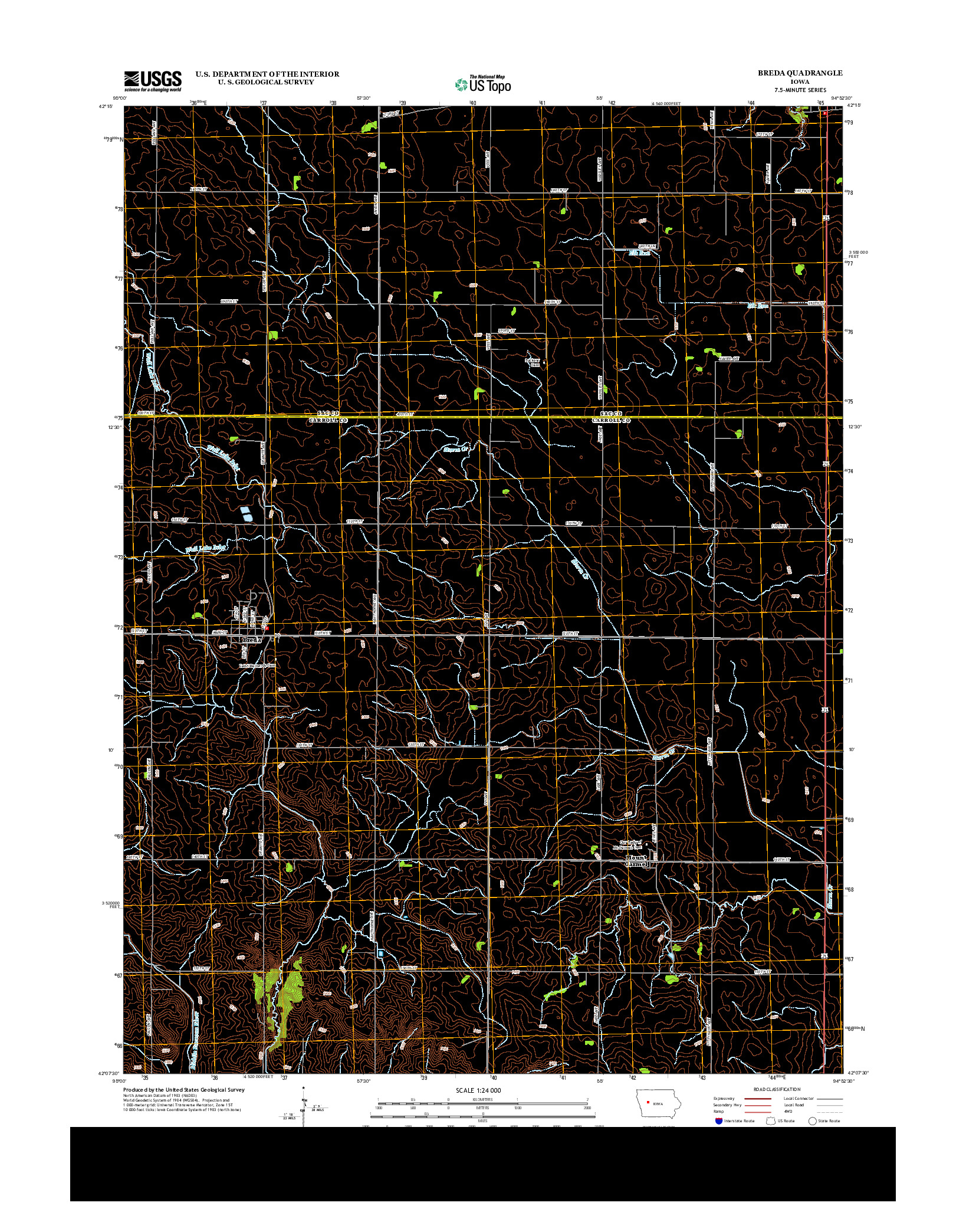 USGS US TOPO 7.5-MINUTE MAP FOR BREDA, IA 2013