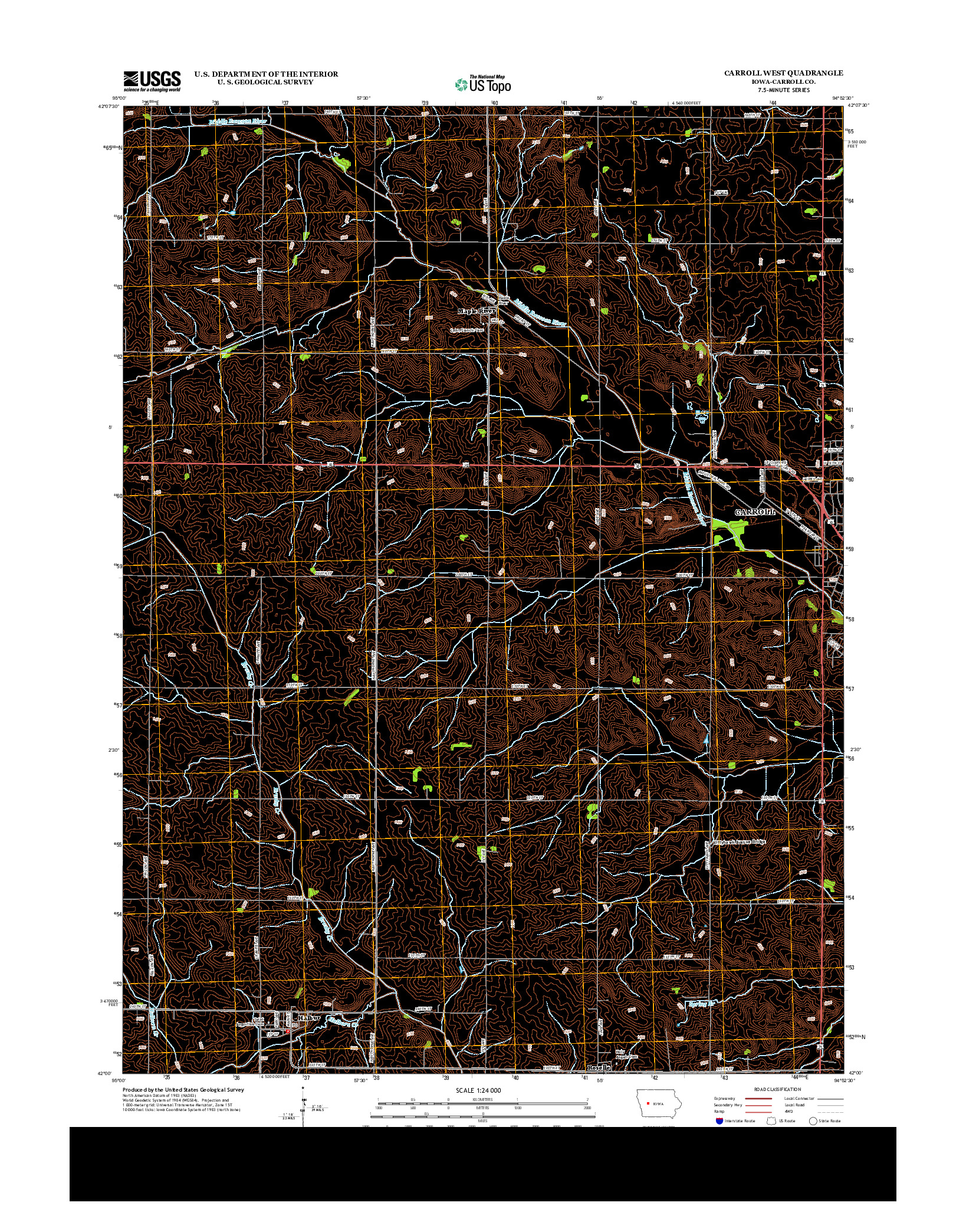 USGS US TOPO 7.5-MINUTE MAP FOR CARROLL WEST, IA 2013