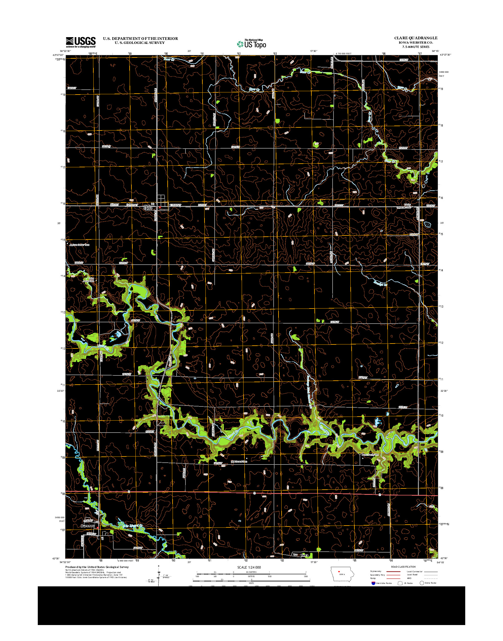 USGS US TOPO 7.5-MINUTE MAP FOR CLARE, IA 2013