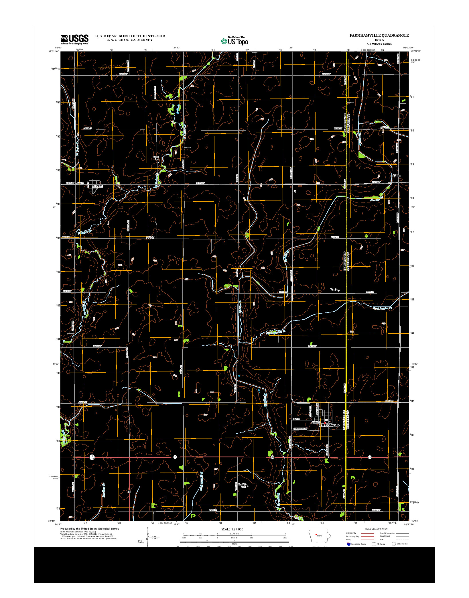 USGS US TOPO 7.5-MINUTE MAP FOR FARNHAMVILLE, IA 2013