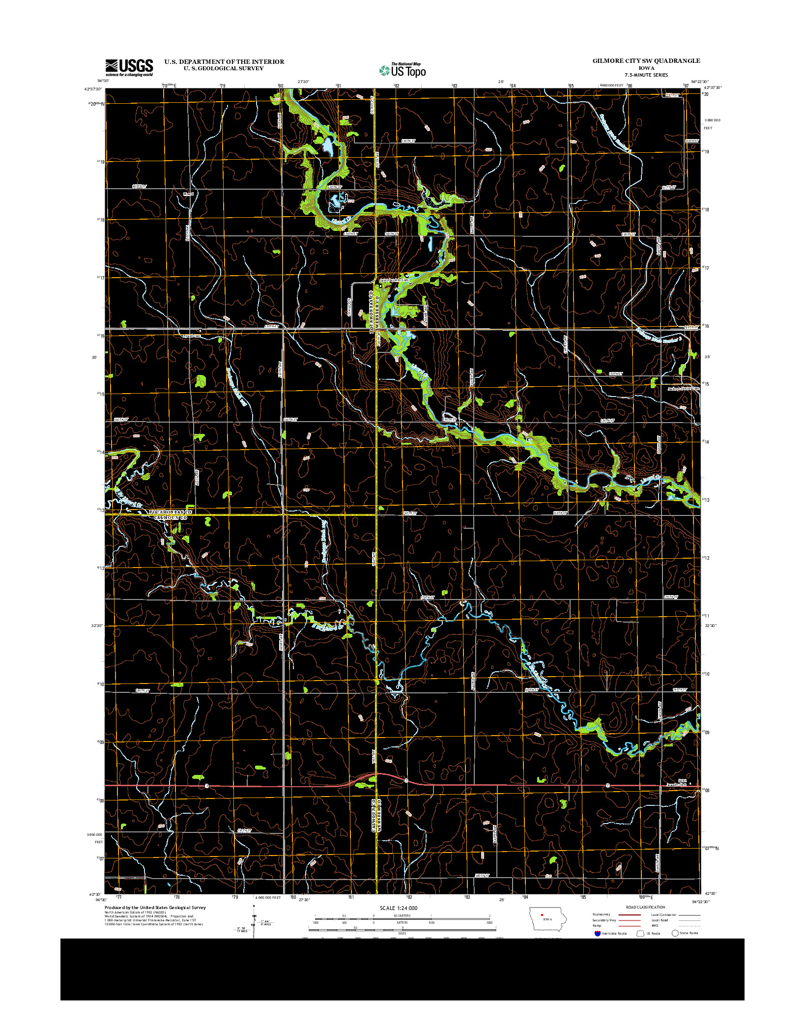 USGS US TOPO 7.5-MINUTE MAP FOR GILMORE CITY SW, IA 2013