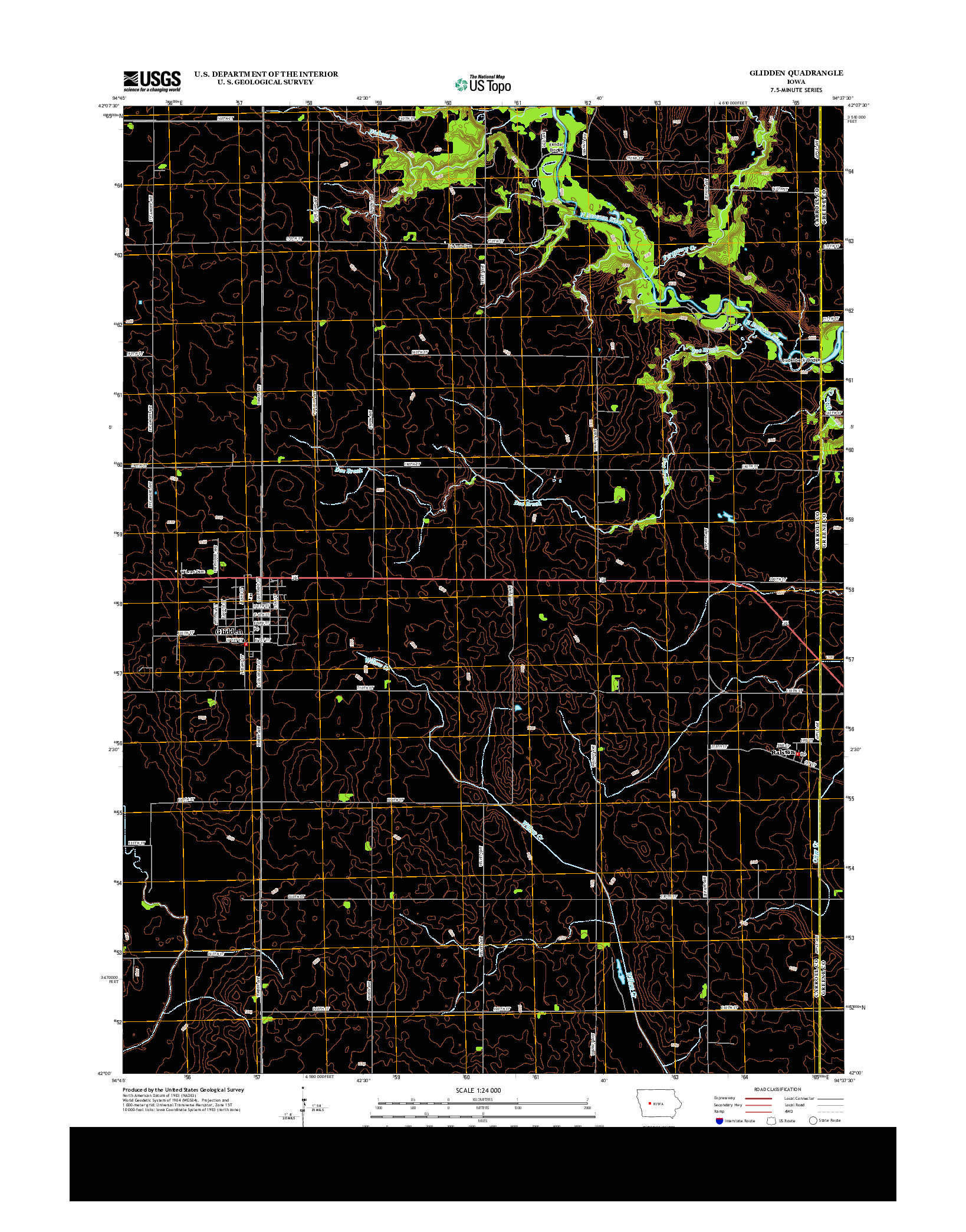 USGS US TOPO 7.5-MINUTE MAP FOR GLIDDEN, IA 2013