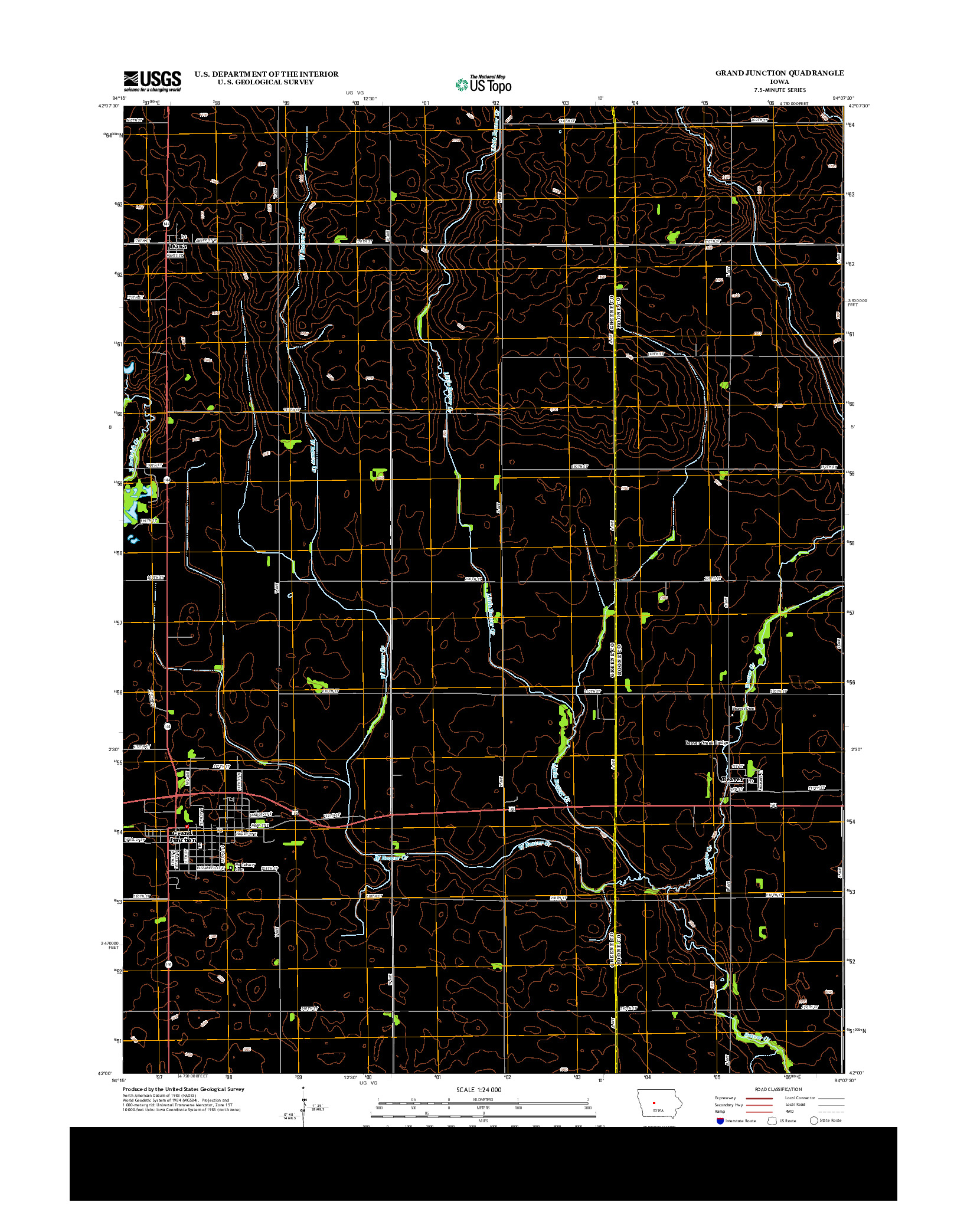USGS US TOPO 7.5-MINUTE MAP FOR GRAND JUNCTION, IA 2013