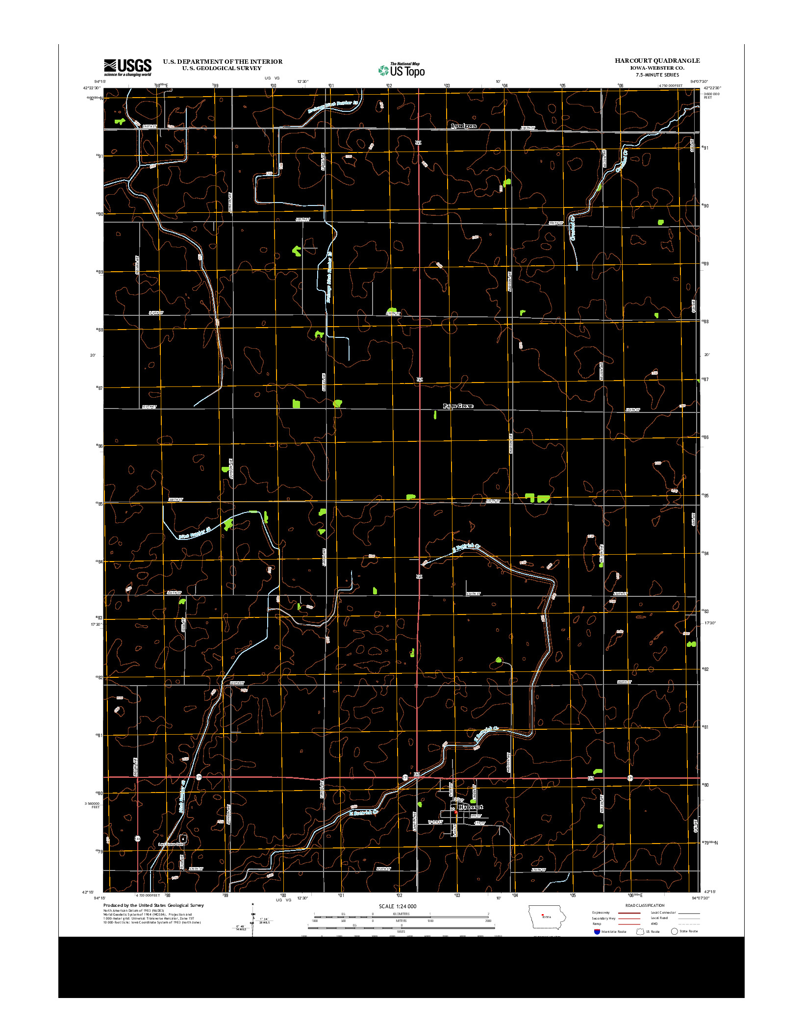 USGS US TOPO 7.5-MINUTE MAP FOR HARCOURT, IA 2013