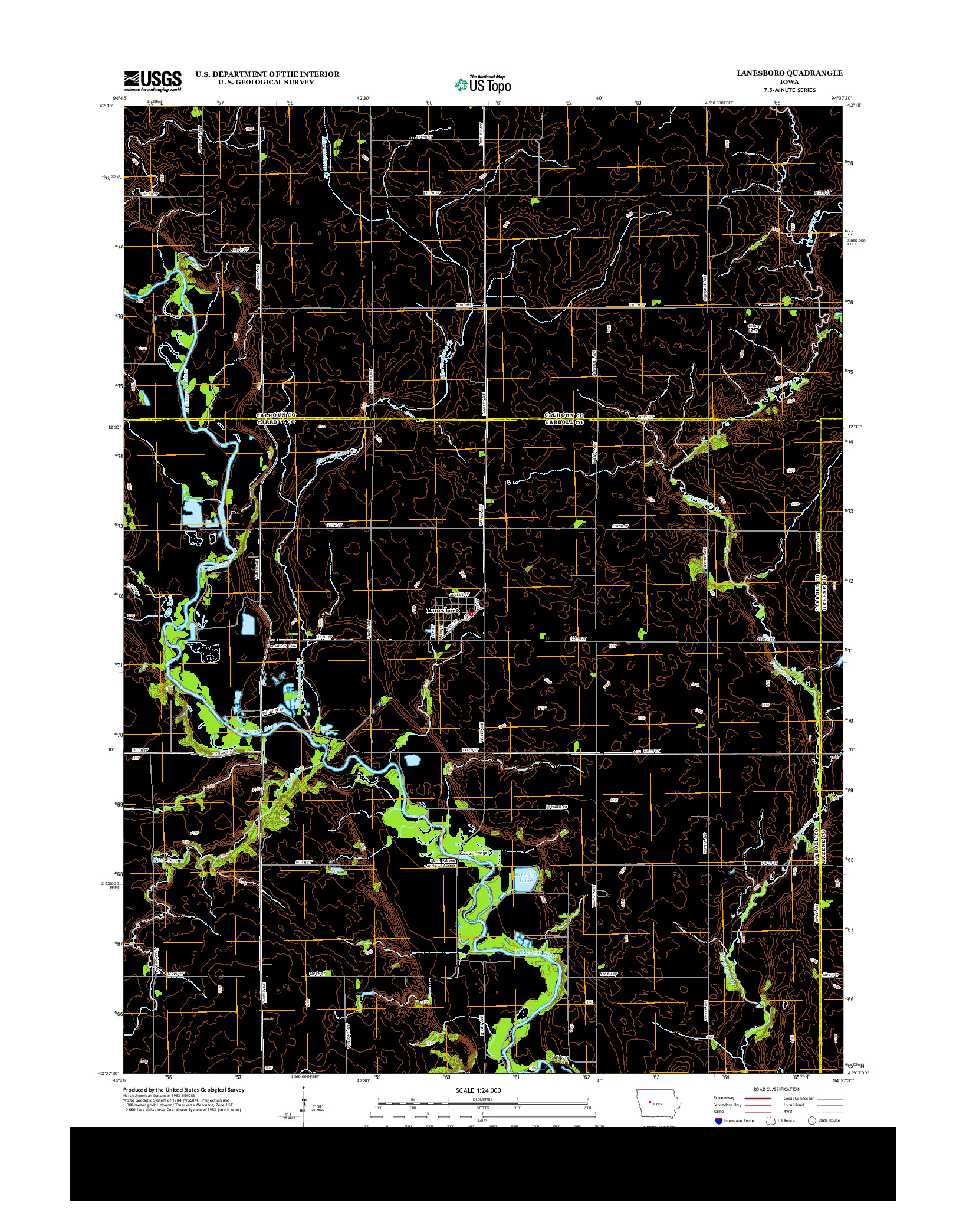 USGS US TOPO 7.5-MINUTE MAP FOR LANESBORO, IA 2013