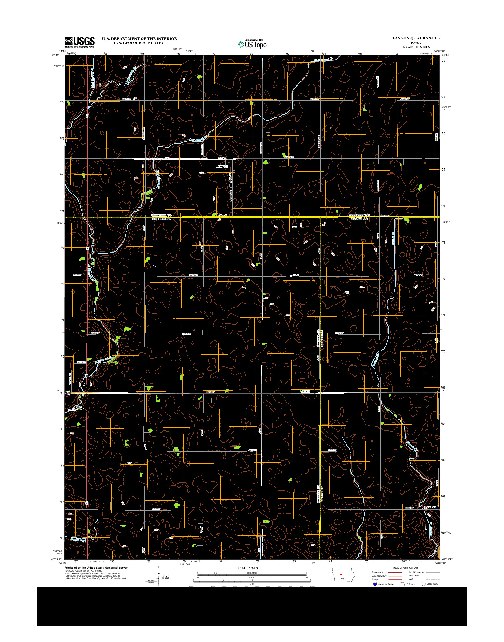 USGS US TOPO 7.5-MINUTE MAP FOR LANYON, IA 2013