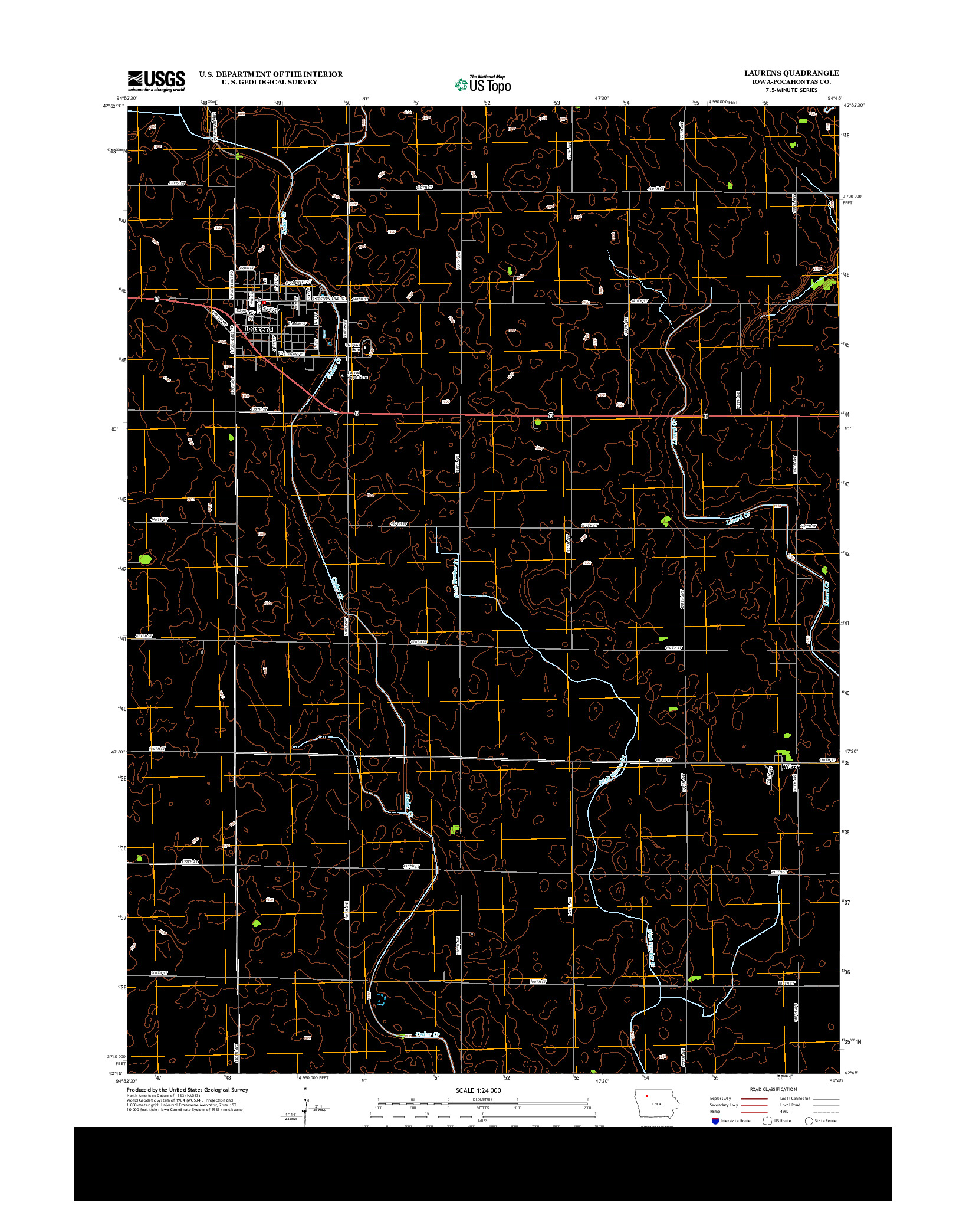 USGS US TOPO 7.5-MINUTE MAP FOR LAURENS, IA 2013