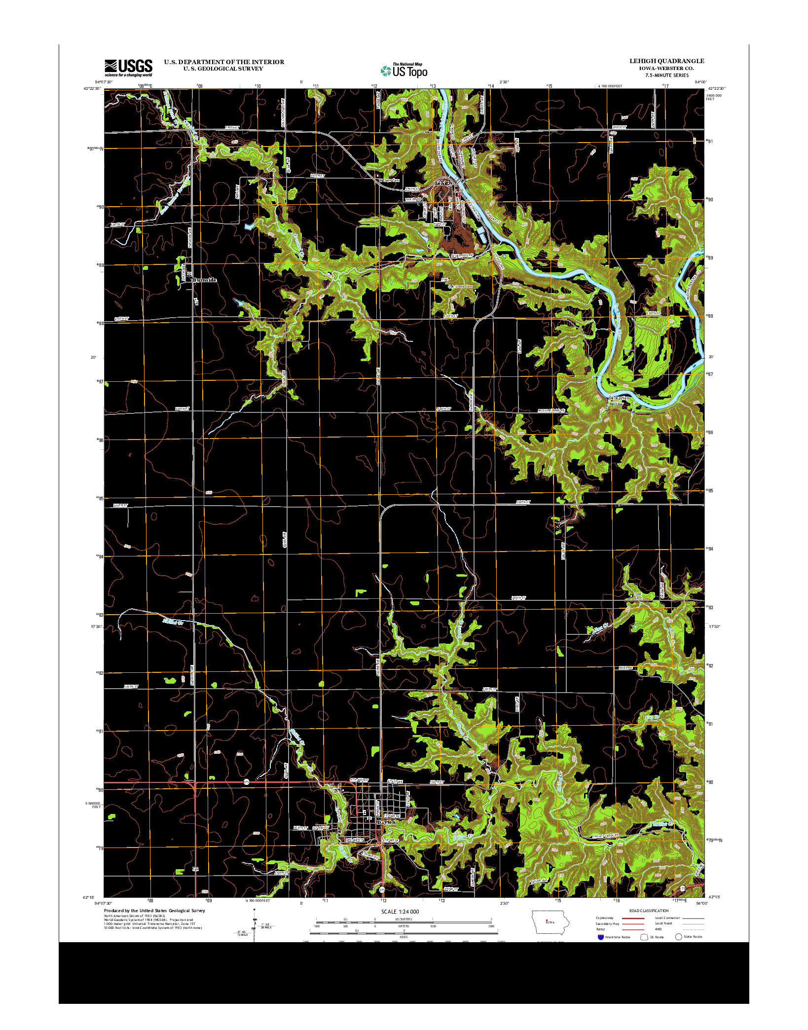 USGS US TOPO 7.5-MINUTE MAP FOR LEHIGH, IA 2013