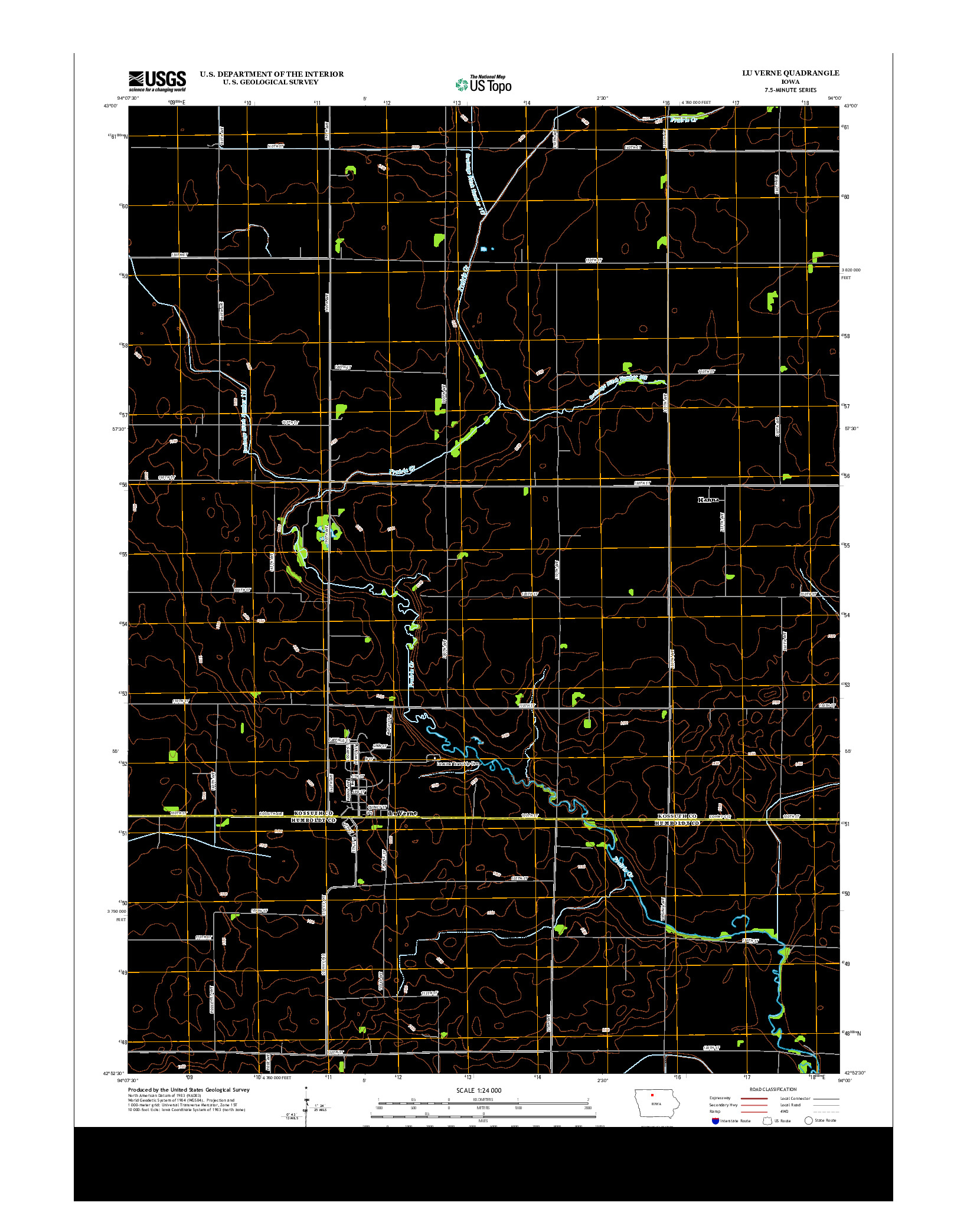 USGS US TOPO 7.5-MINUTE MAP FOR LU VERNE, IA 2013